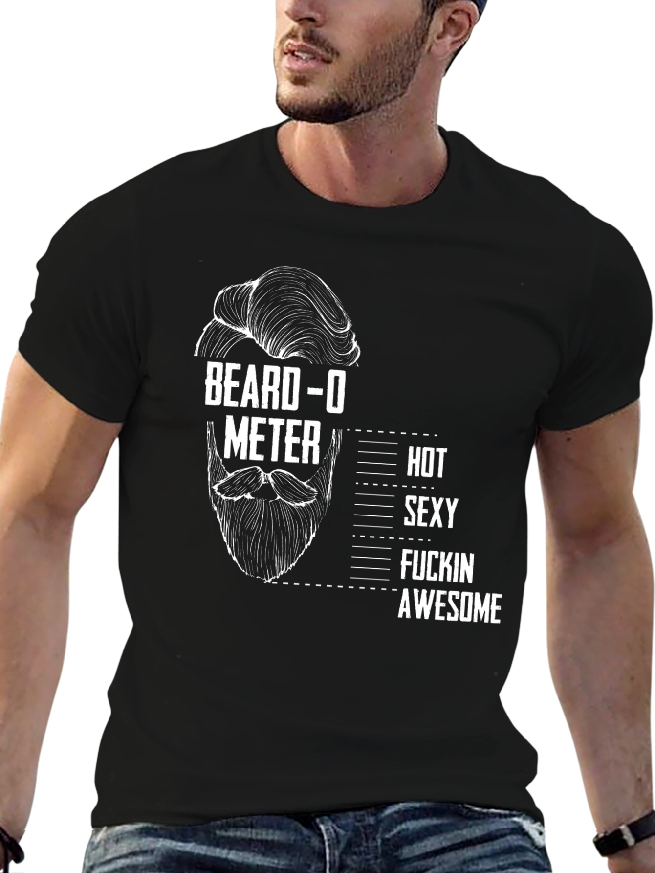 Beard-O-Meter Funny Mens T-Shirt