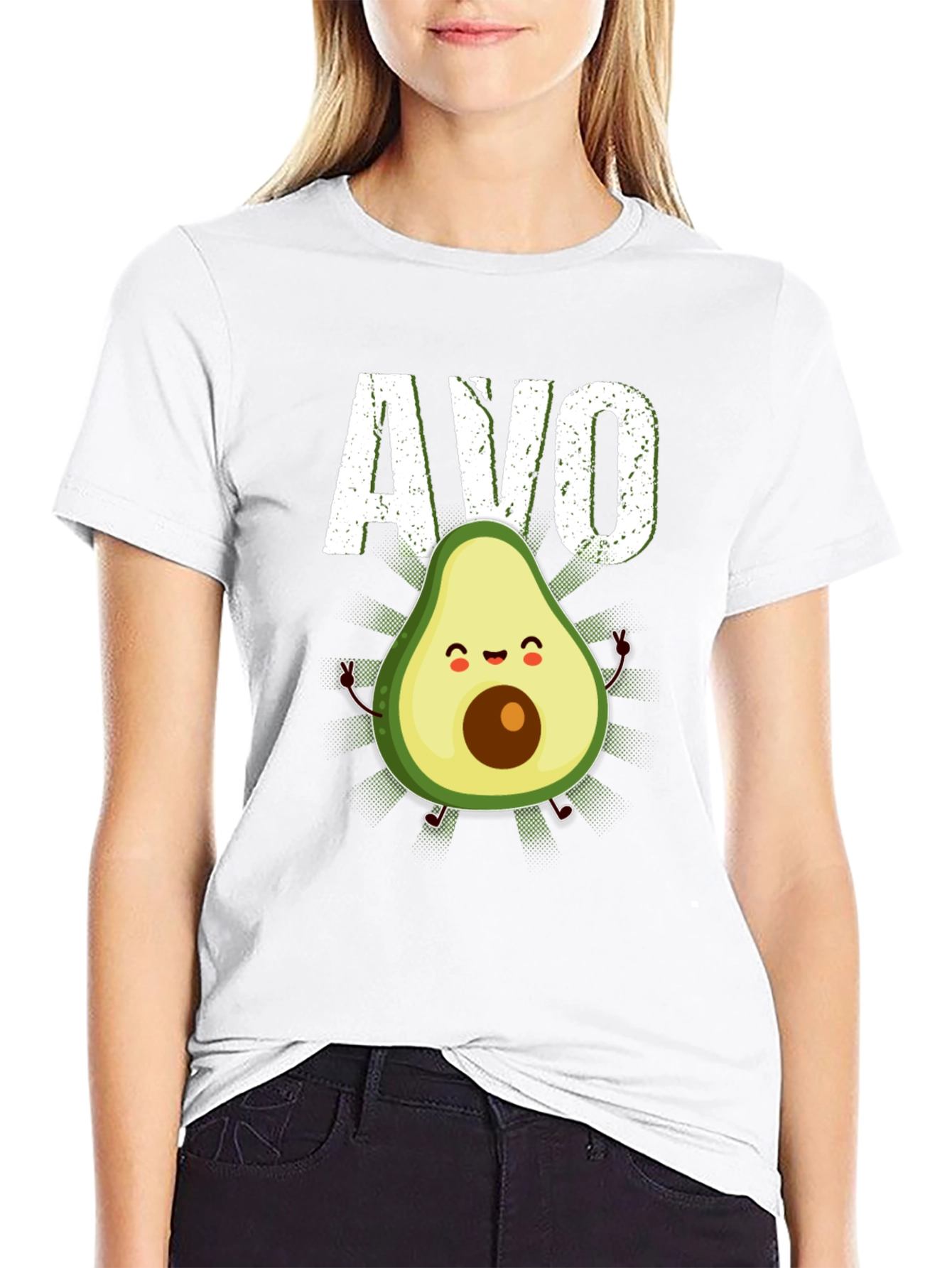 Avo Cute Avocado Graphic T-Shirt - Black