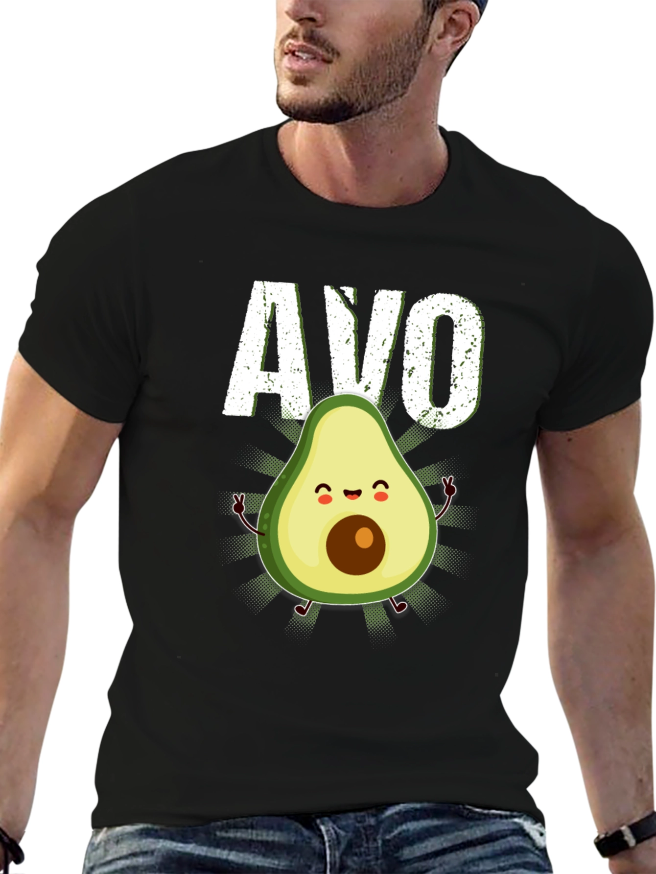 Avo Cute Avocado Graphic T-Shirt - Black