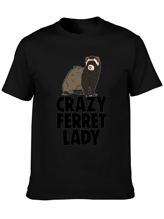 Crazy Ferret Lady Graphic T-Shirt - Novelty Tee