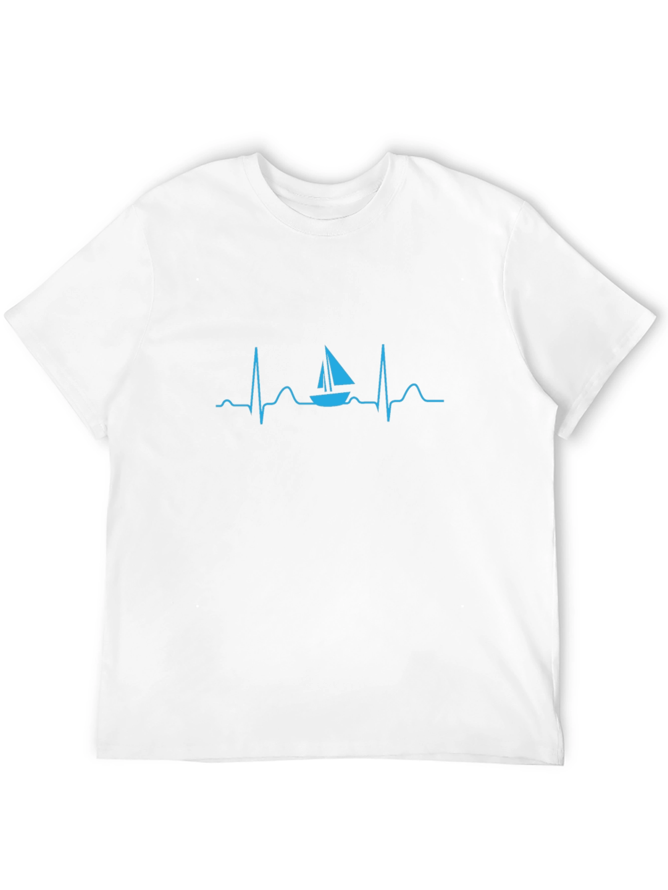 Sailboat Heartbeat Graphic Tee - Black Cotton T-Shirt