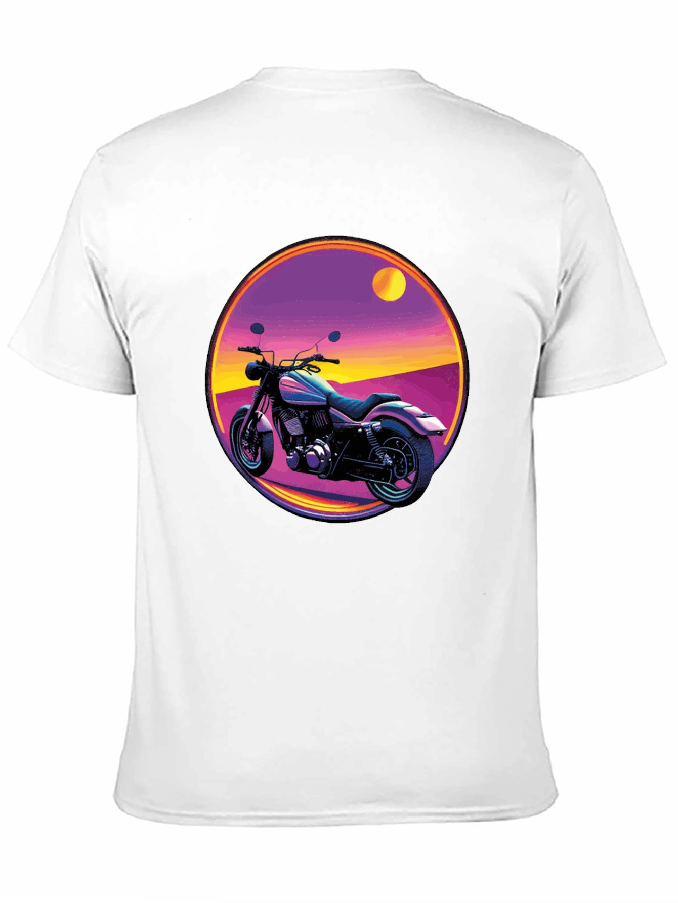 Retro Motorcycle Graphic Tee - Black Cotton T-Shirt
