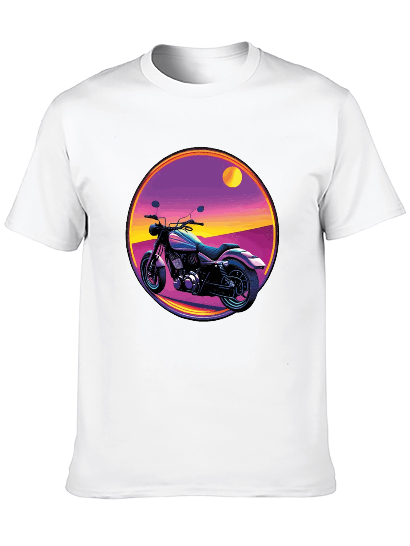 Retro Motorcycle Graphic Tee - Black Cotton T-Shirt