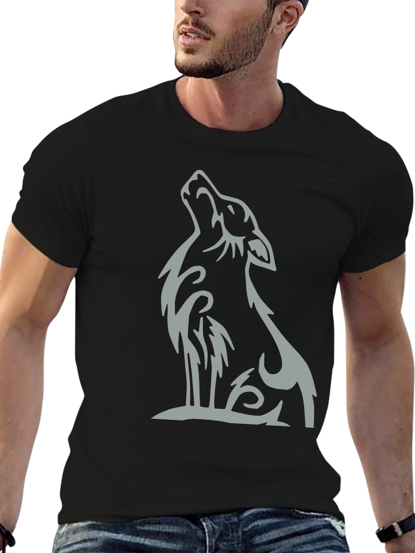 Black Wolf Graphic Tee - Stylish Casual Wear