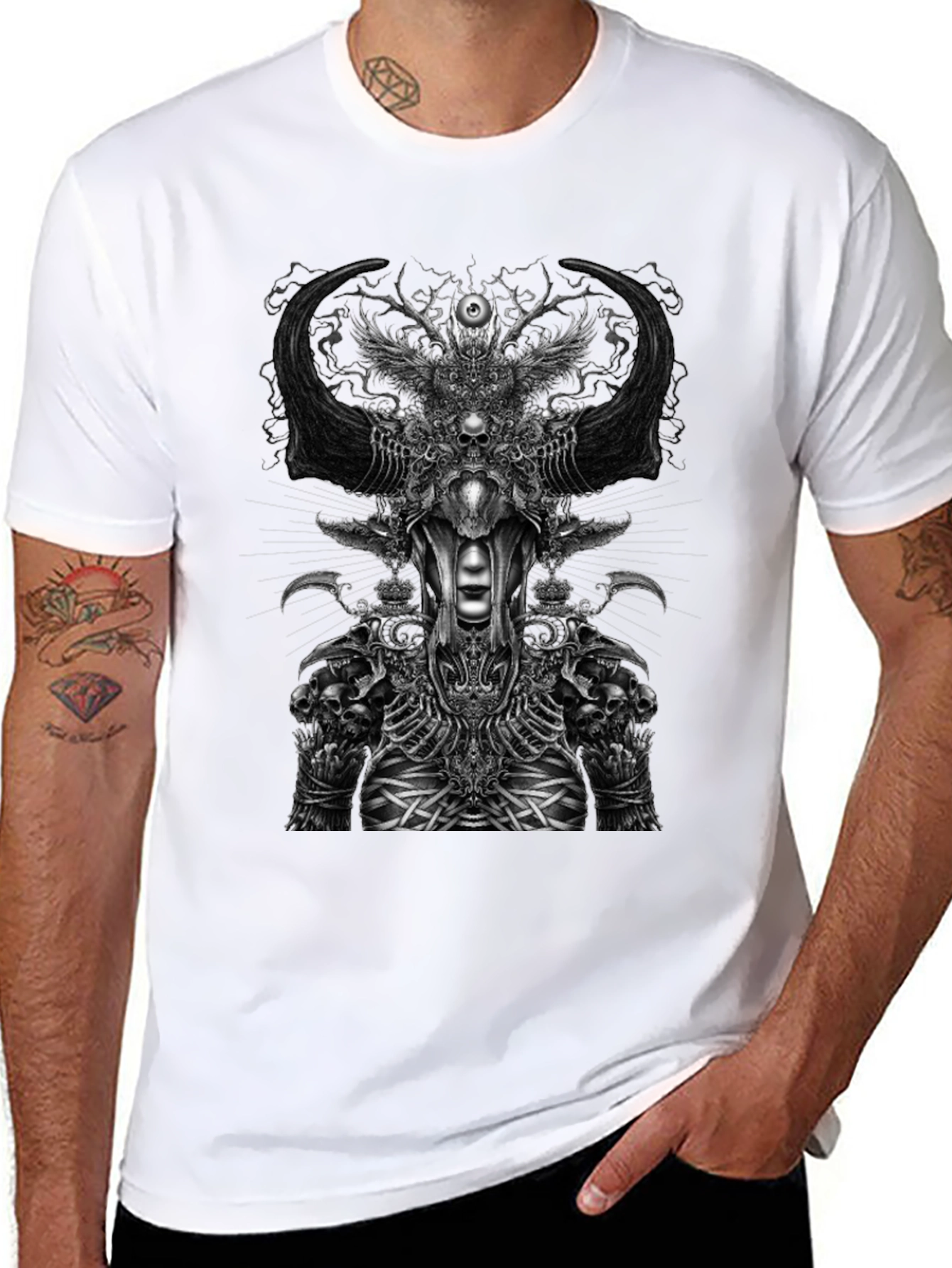 Dark Fantasy Graphic Print Black T-Shirt
