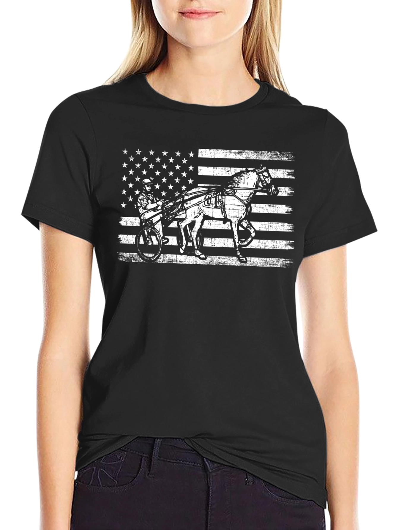 American Flag Harness Racing T-Shirt