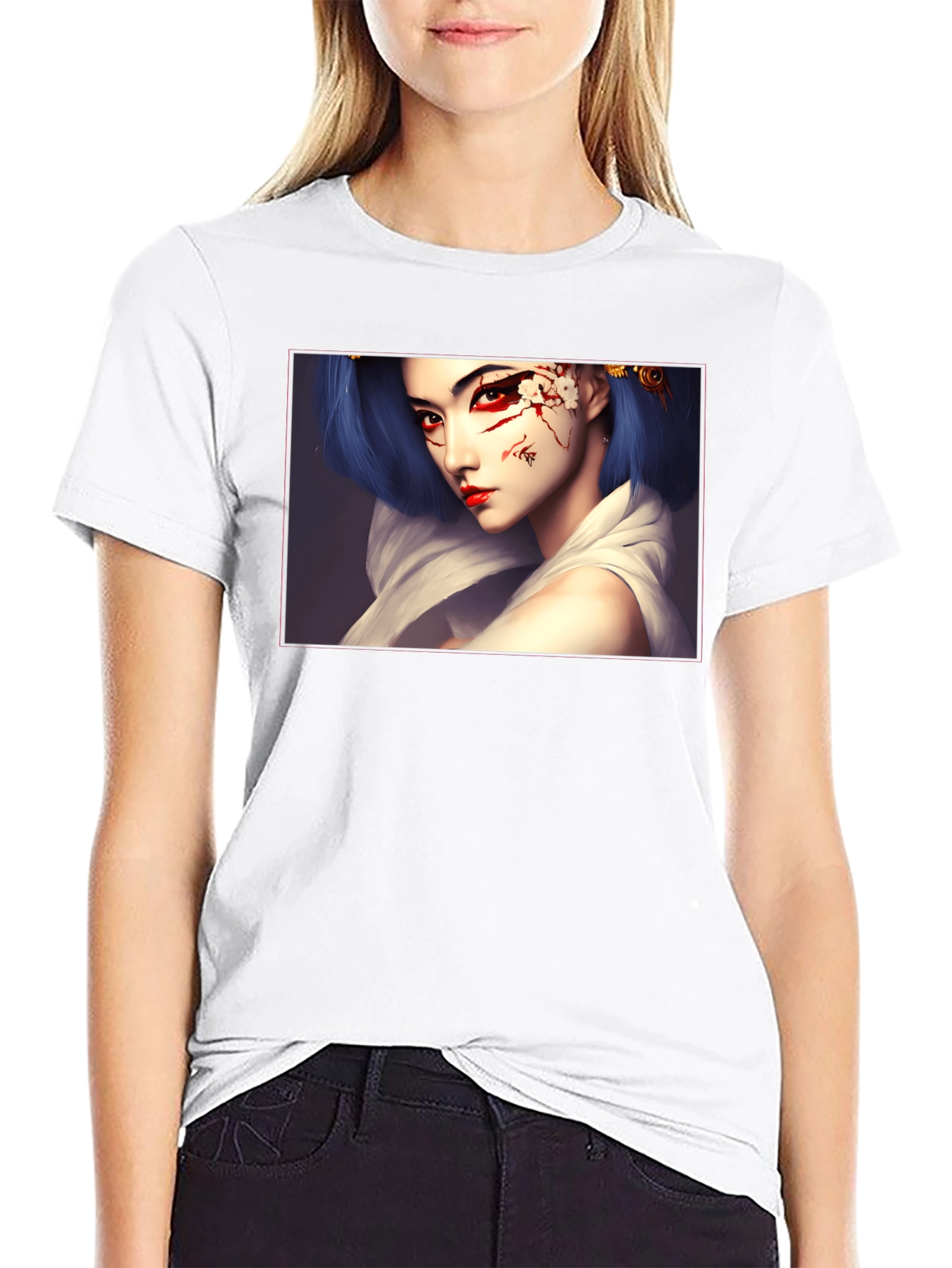 Geisha Art Graphic Black T-Shirt