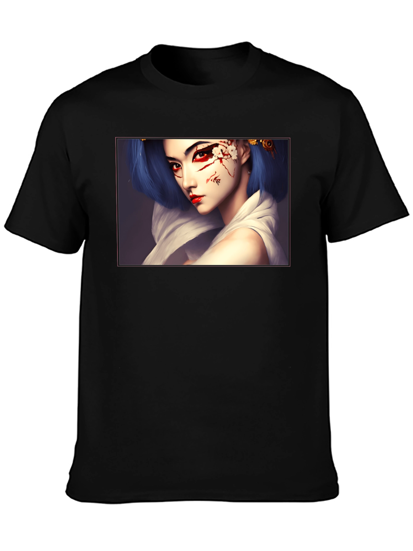 Geisha Art Graphic Black T-Shirt