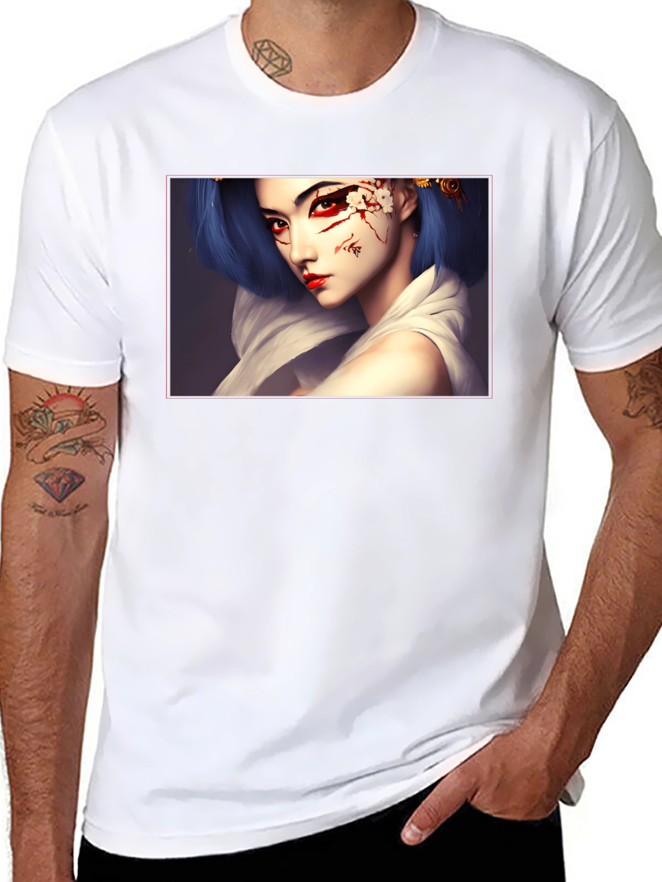 Geisha Art Graphic Black T-Shirt