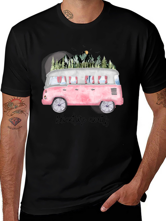 Adventure Awaits T-Shirt - Vintage Van Graphic Tee