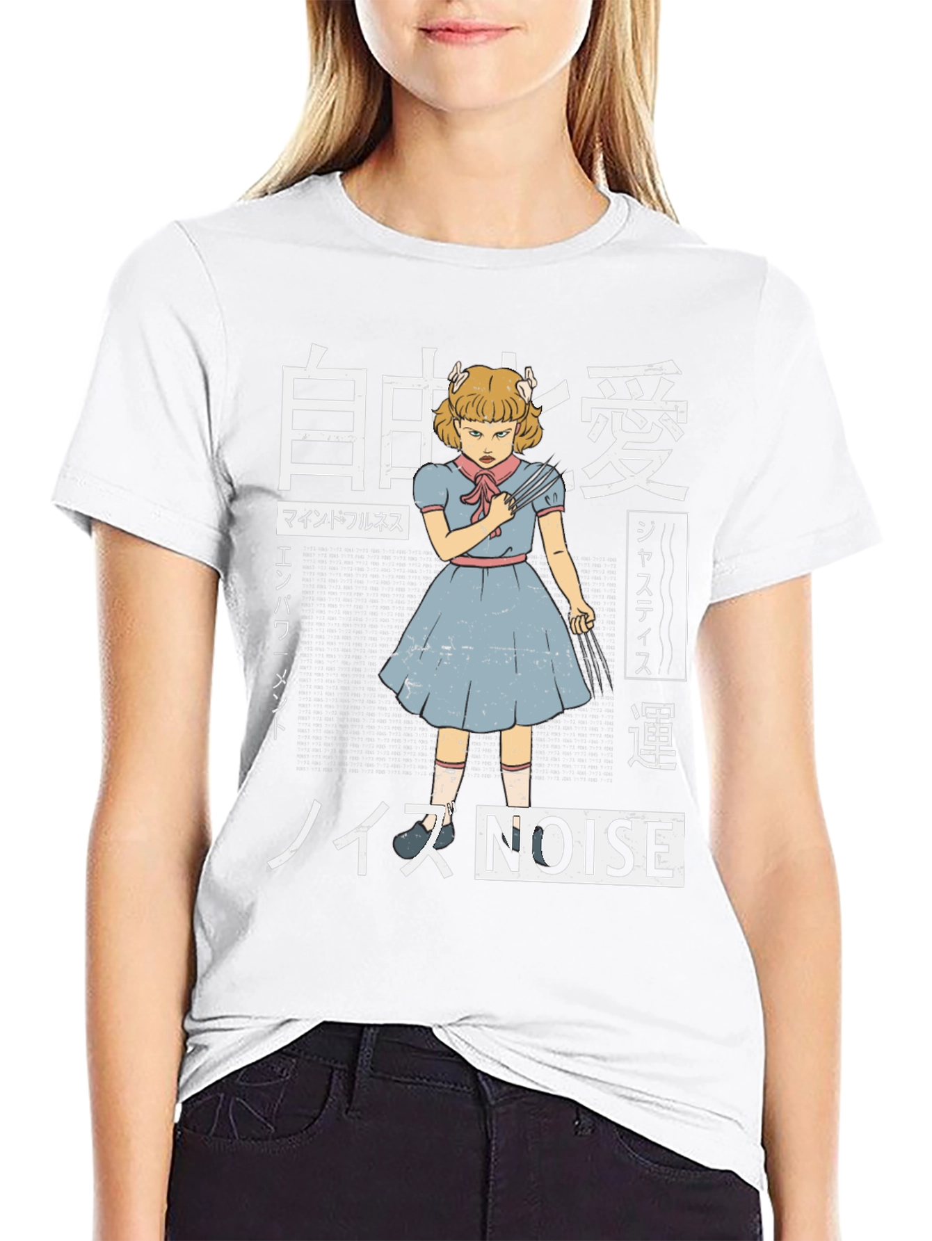 Creepy Anime Girl Black T-Shirt