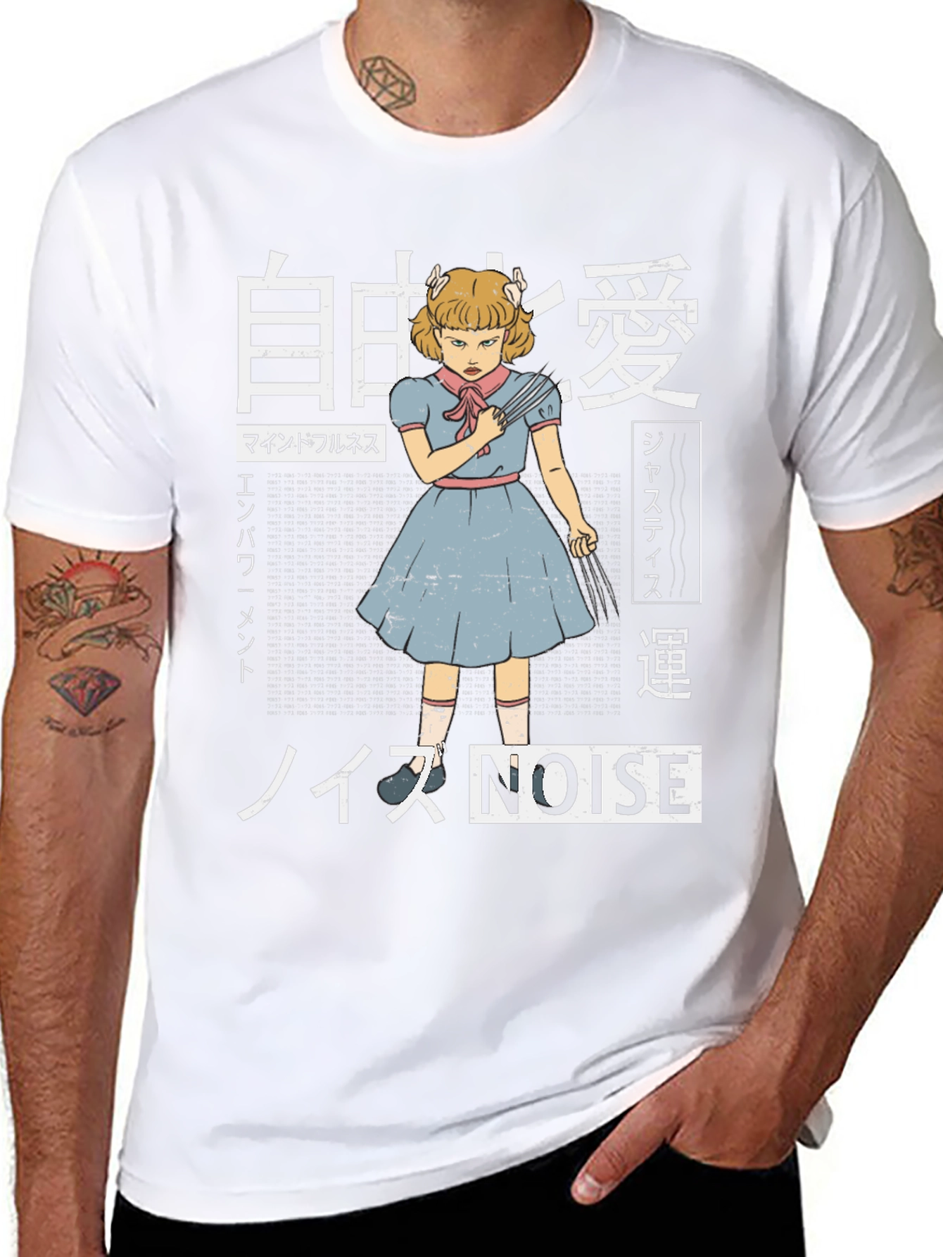 Creepy Anime Girl Black T-Shirt