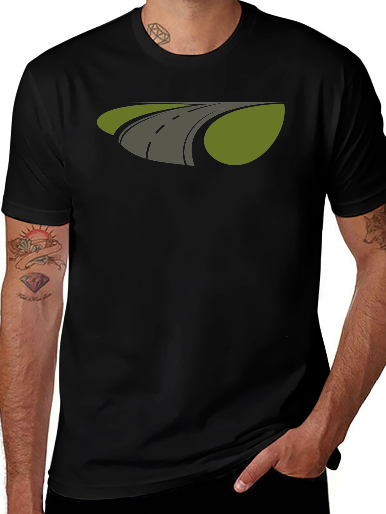 Road Graphic T-Shirt - Black Cotton Tee