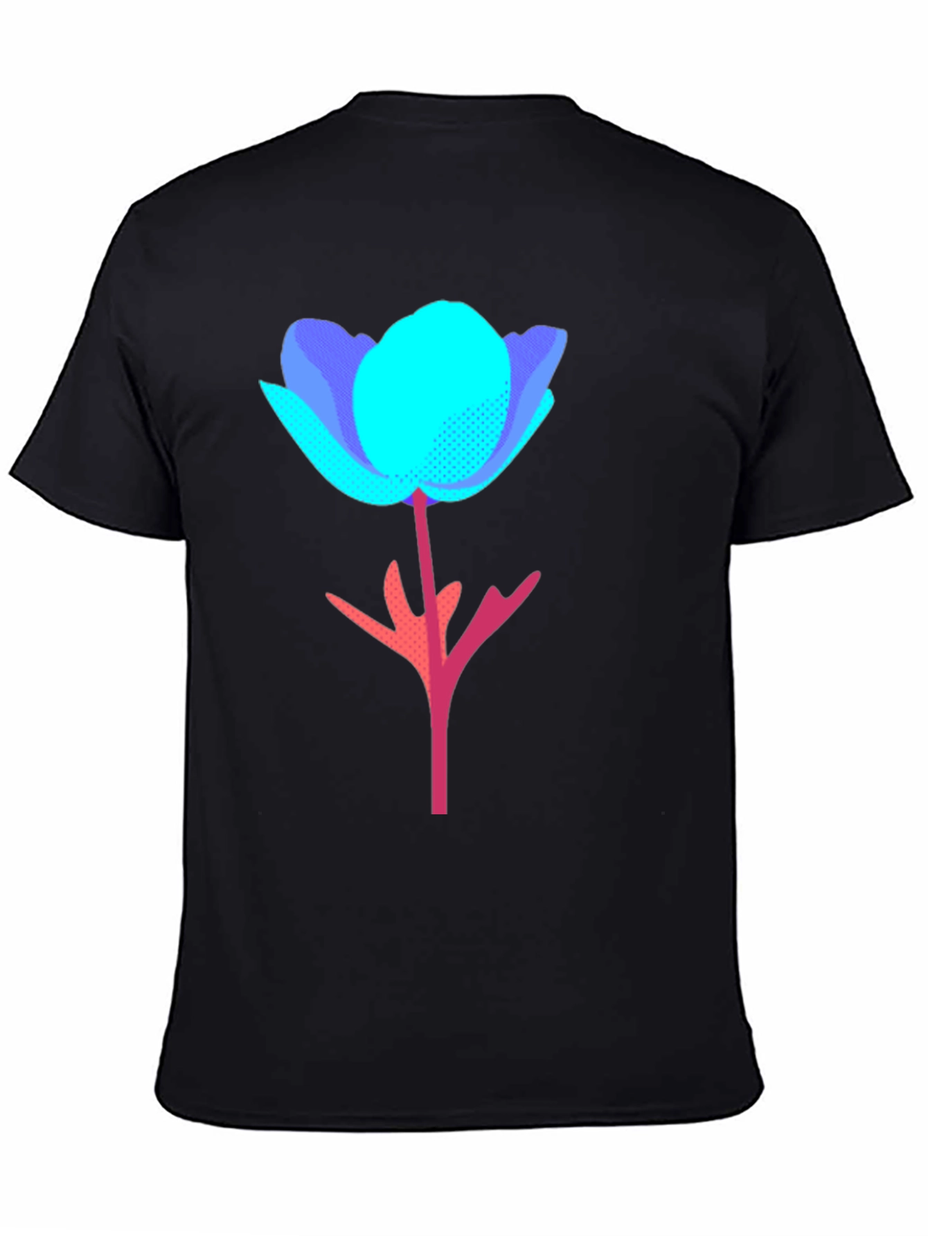 Abstract Floral Graphic Tee - Black Cotton Blend