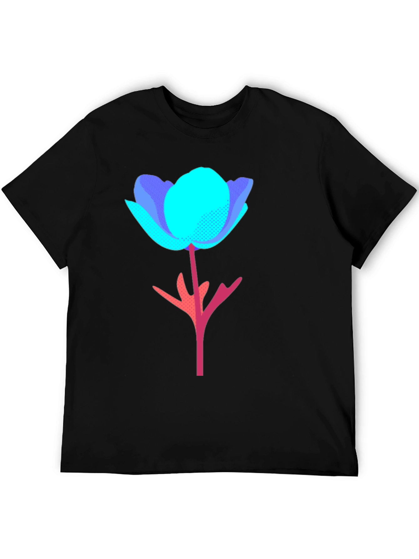 Abstract Floral Graphic Tee - Black Cotton Blend