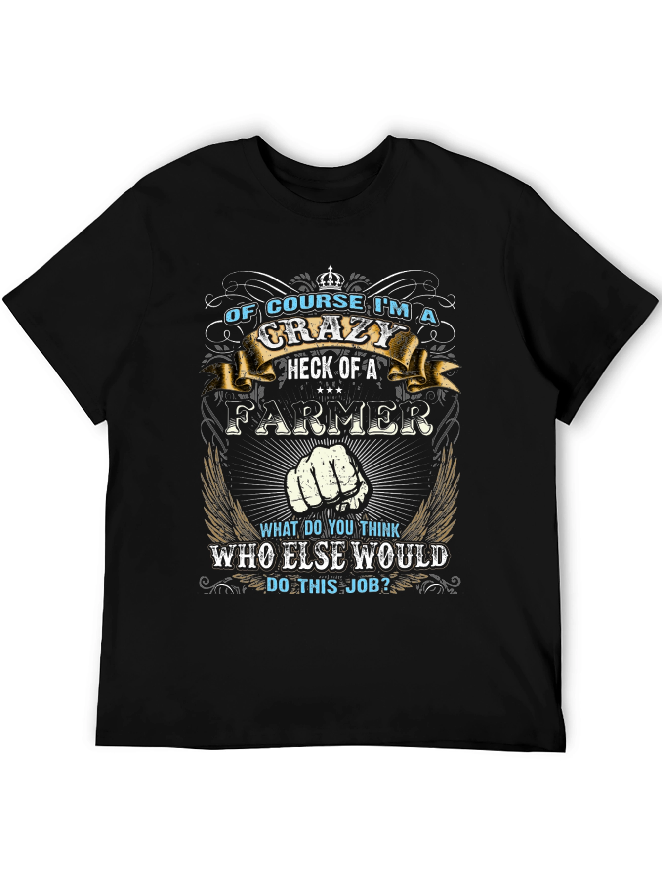 Crazy Farmer T-Shirt - Black Crew Neck Tee