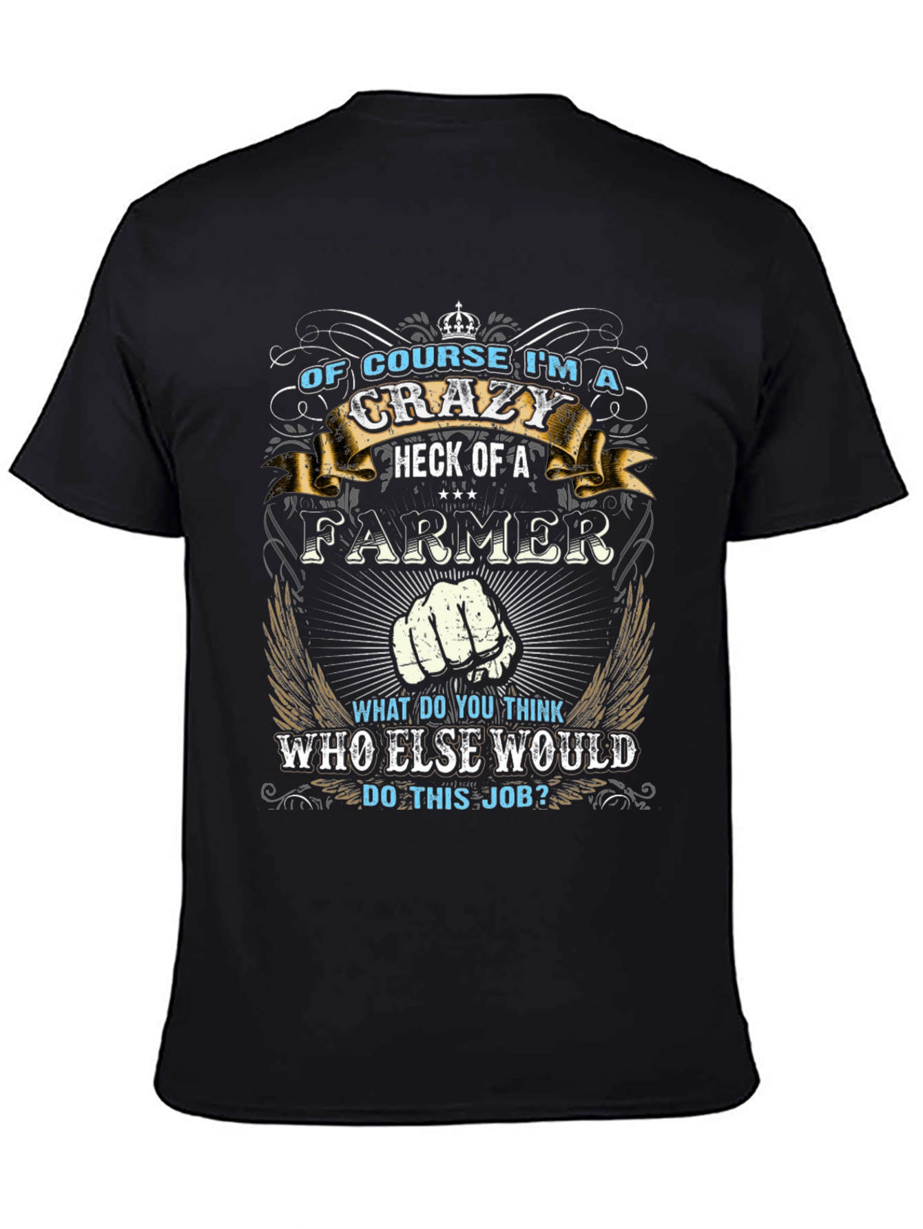Crazy Farmer T-Shirt - Black Crew Neck Tee