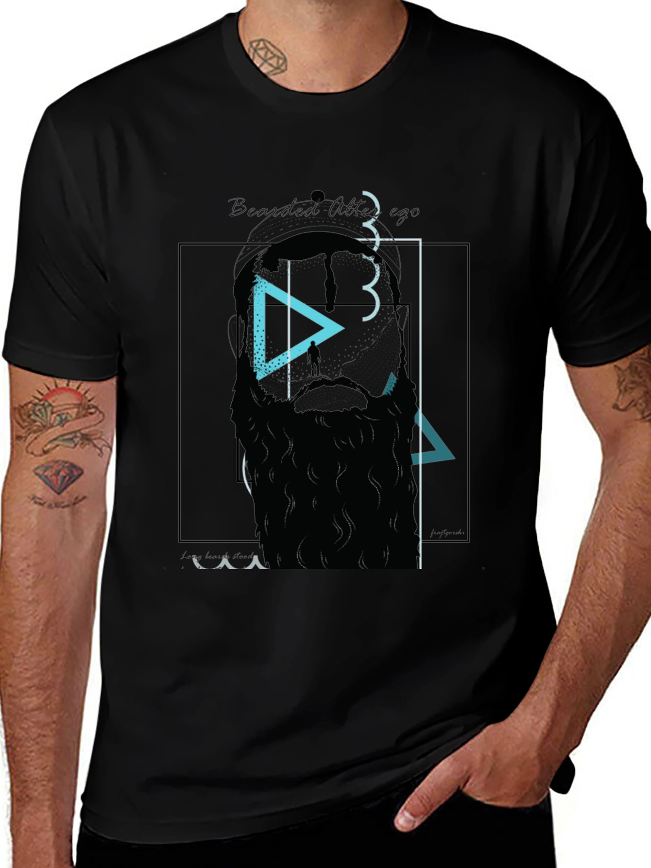 Bearded Artistic T-Shirt - Black