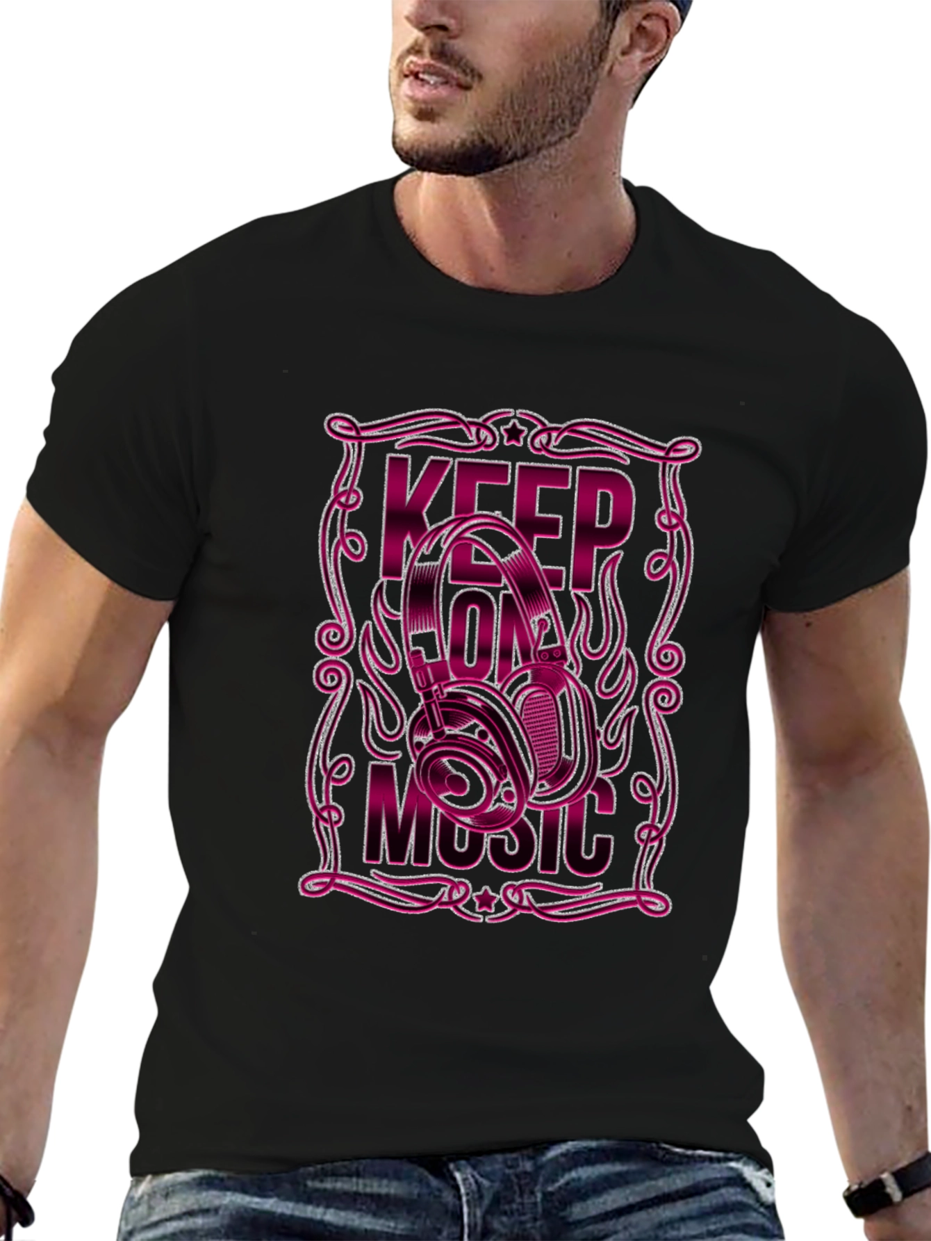 Keep On Music Black Graphic Tee