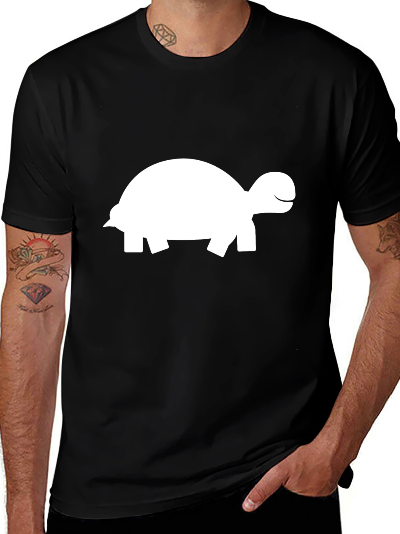 Turtle Graphic Tee - Black Cotton T-Shirt