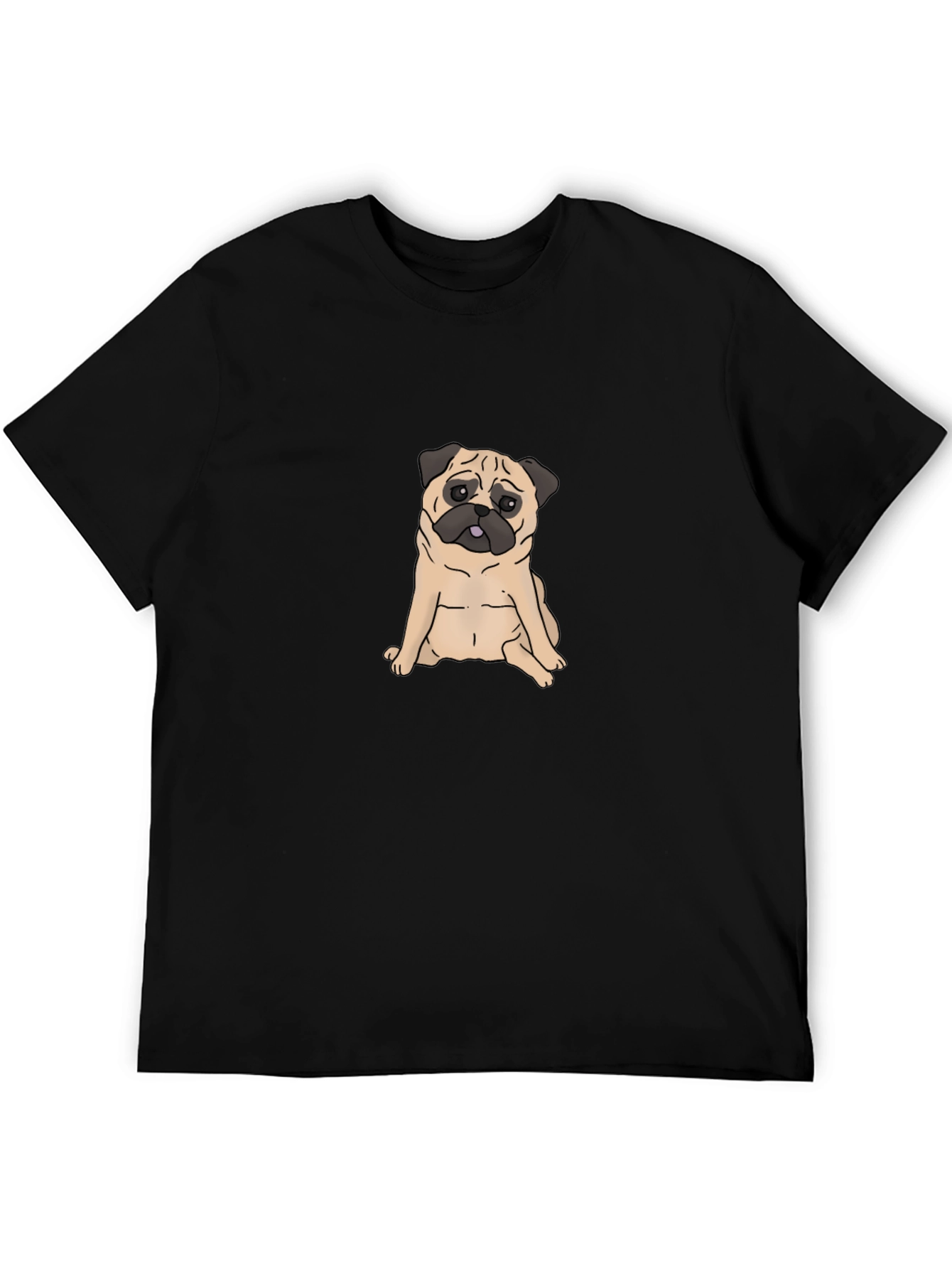 Pug Graphic Black T-Shirt - Cute Dog Tee