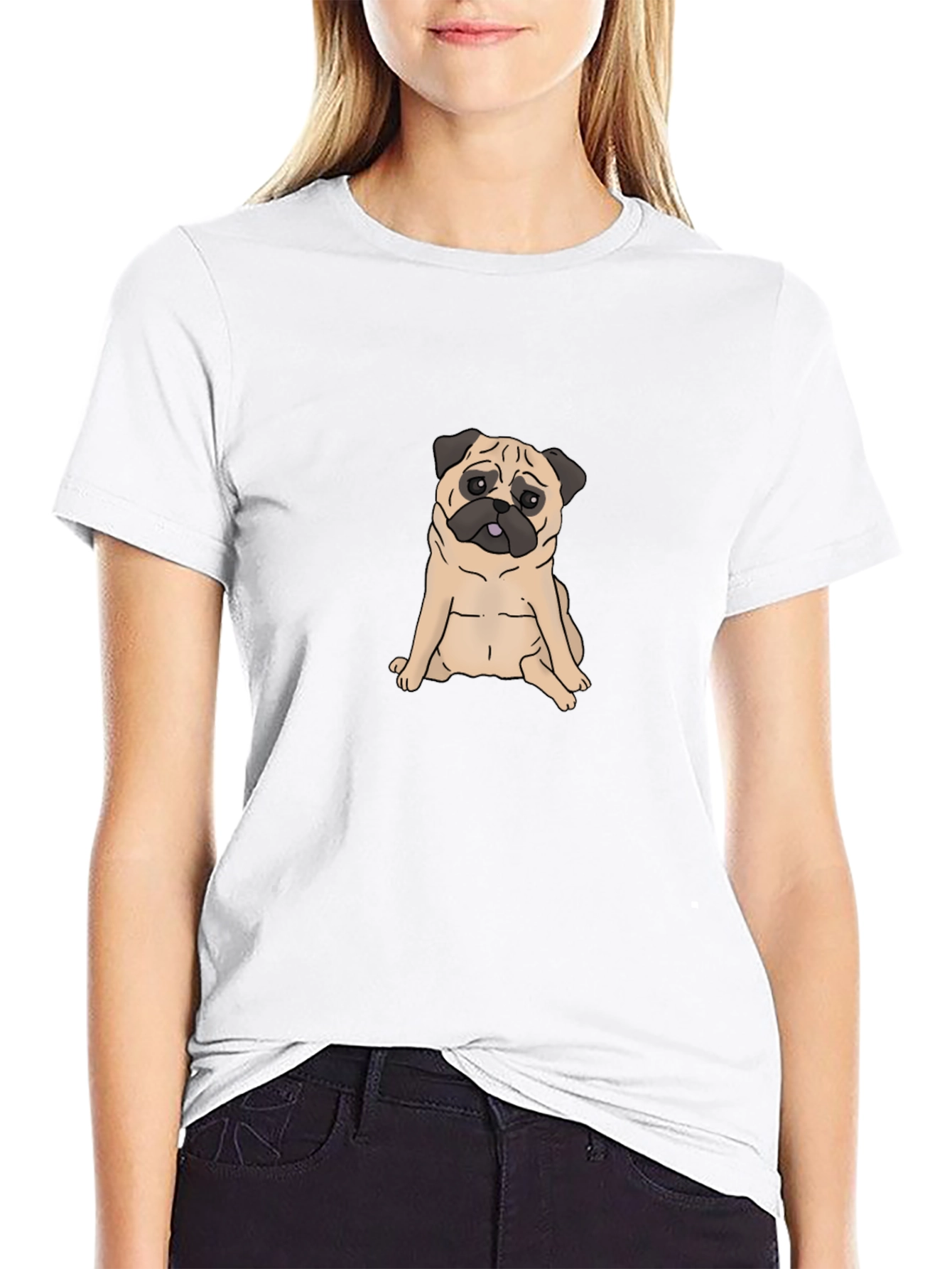Pug Graphic Black T-Shirt - Cute Dog Tee