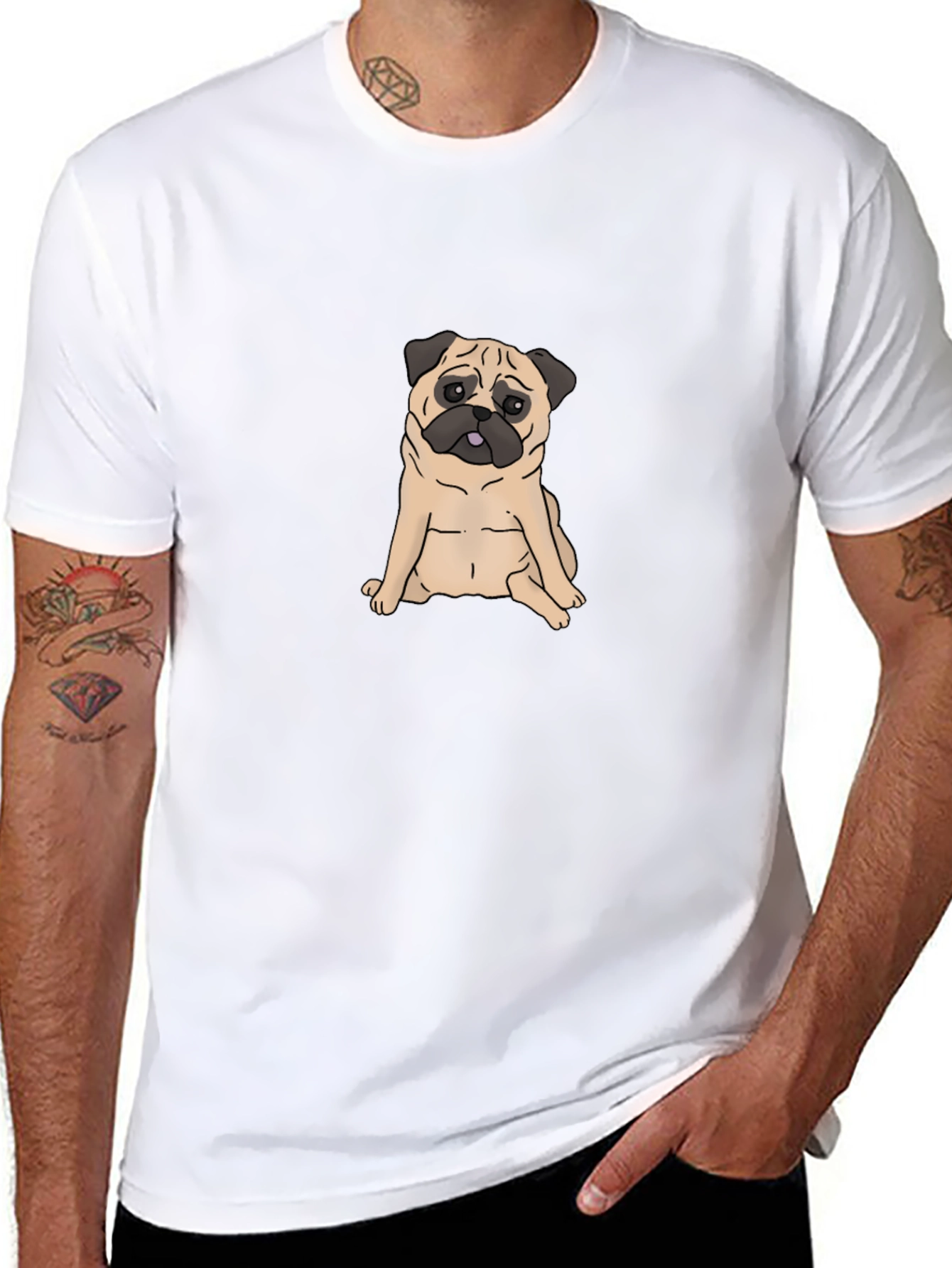 Pug Graphic Black T-Shirt - Cute Dog Tee