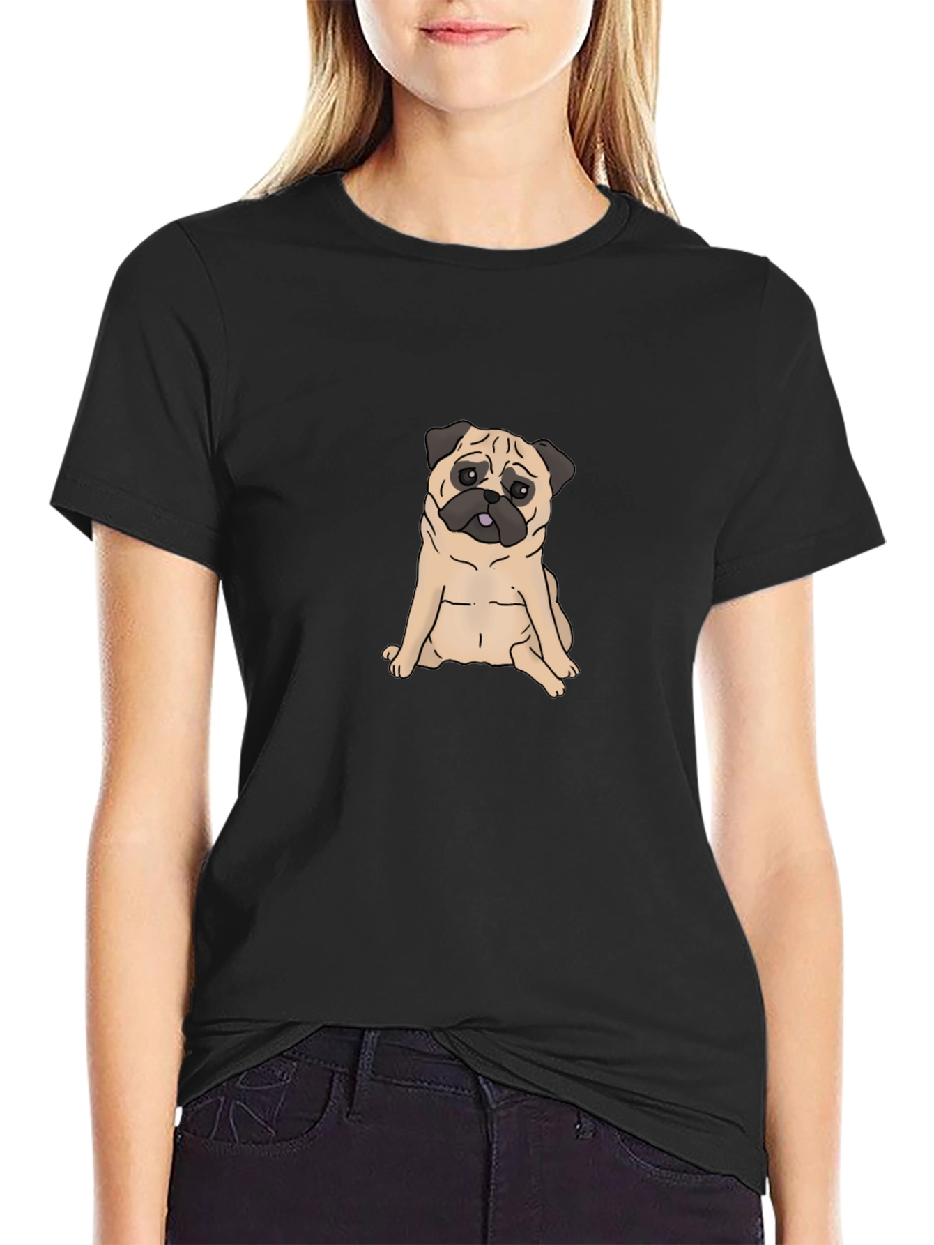 Pug Graphic Black T-Shirt - Cute Dog Tee