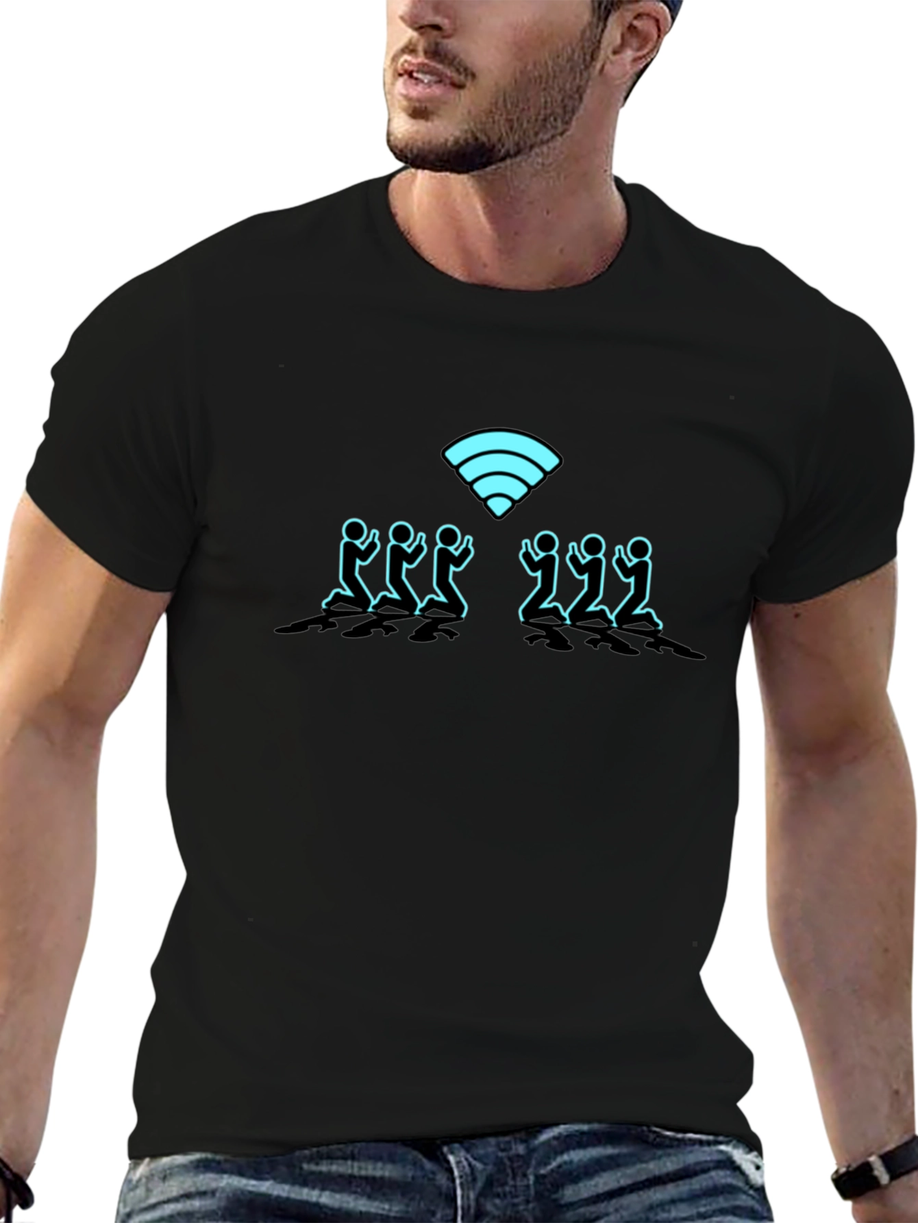 Pray for WiFi Black Graphic Tee