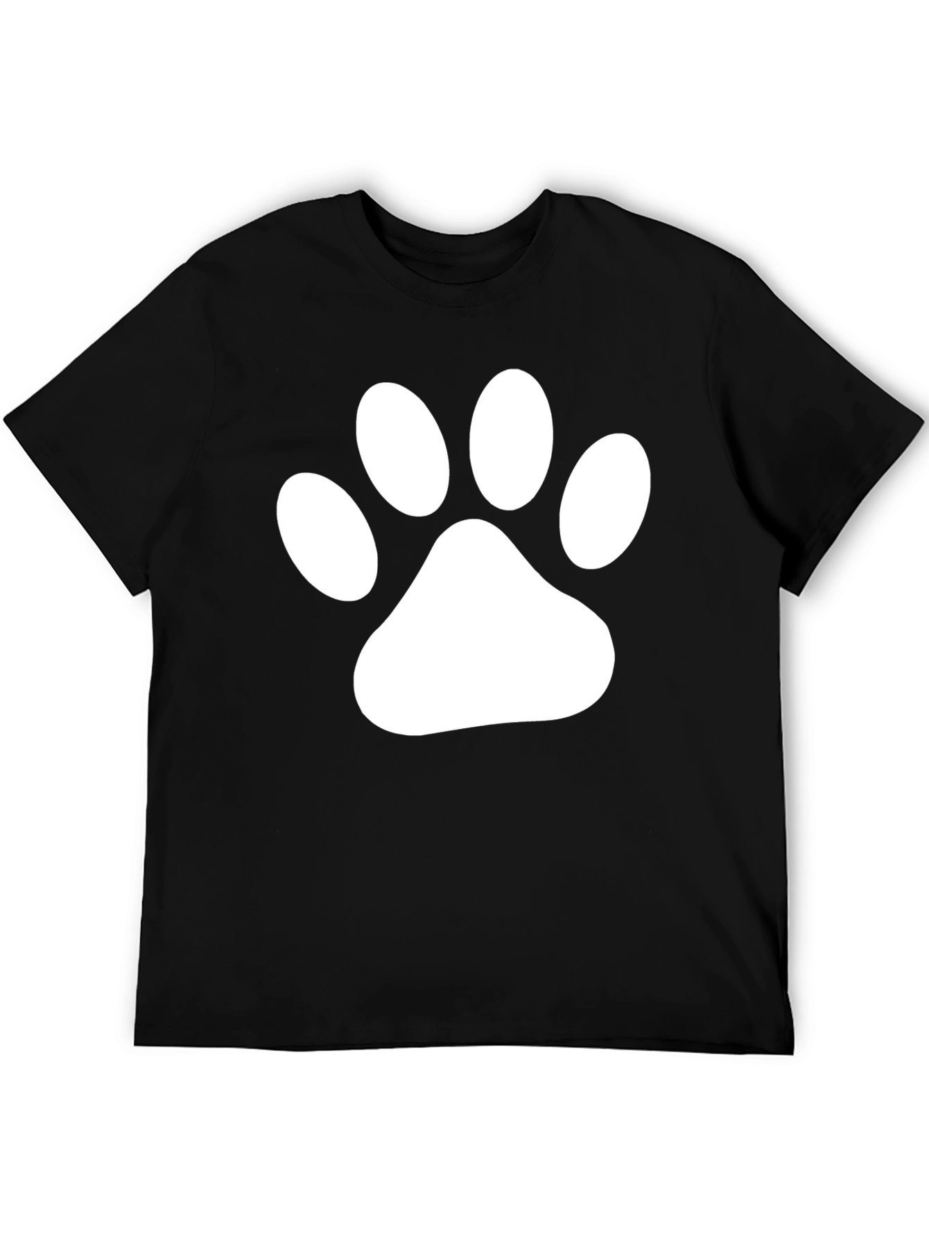 Black T-Shirt with White Paw Print Graphic
