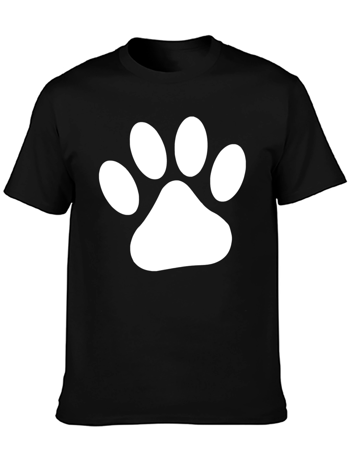 Black T-Shirt with White Paw Print Graphic