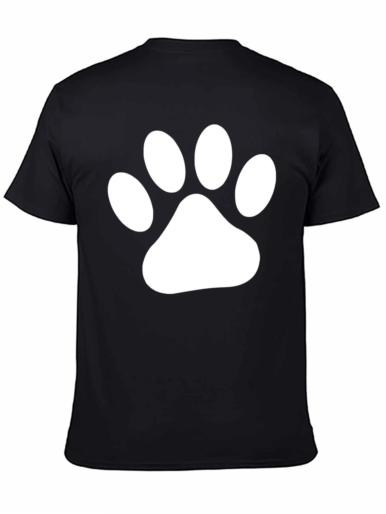 Black T-Shirt with White Paw Print Graphic