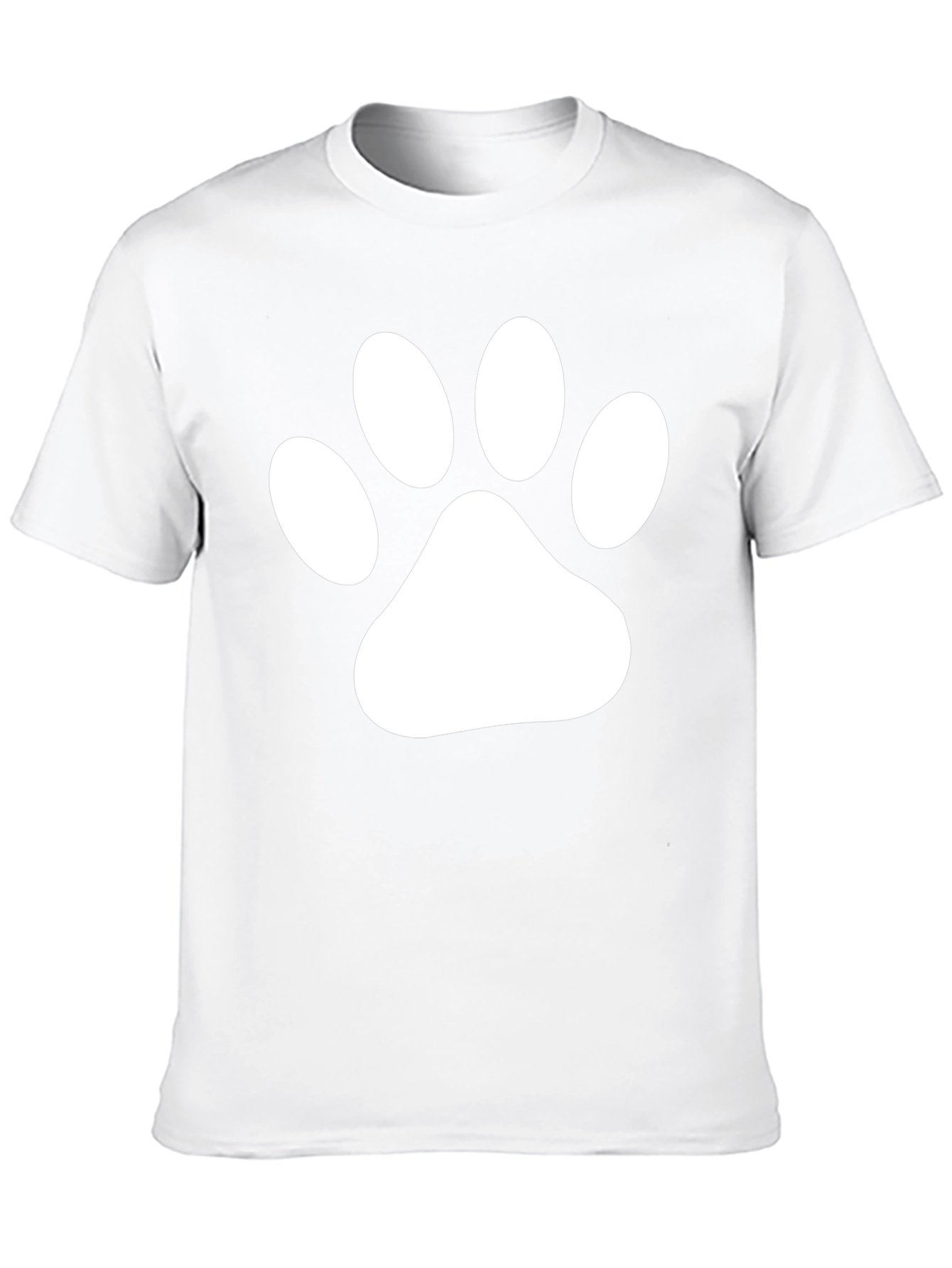 Black T-Shirt with White Paw Print Graphic