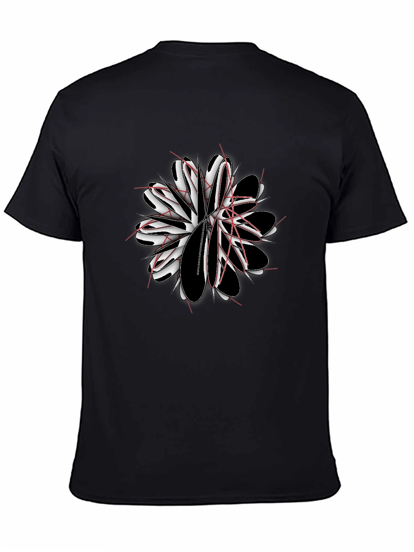 Abstract Flower Graphic Black T-Shirt
