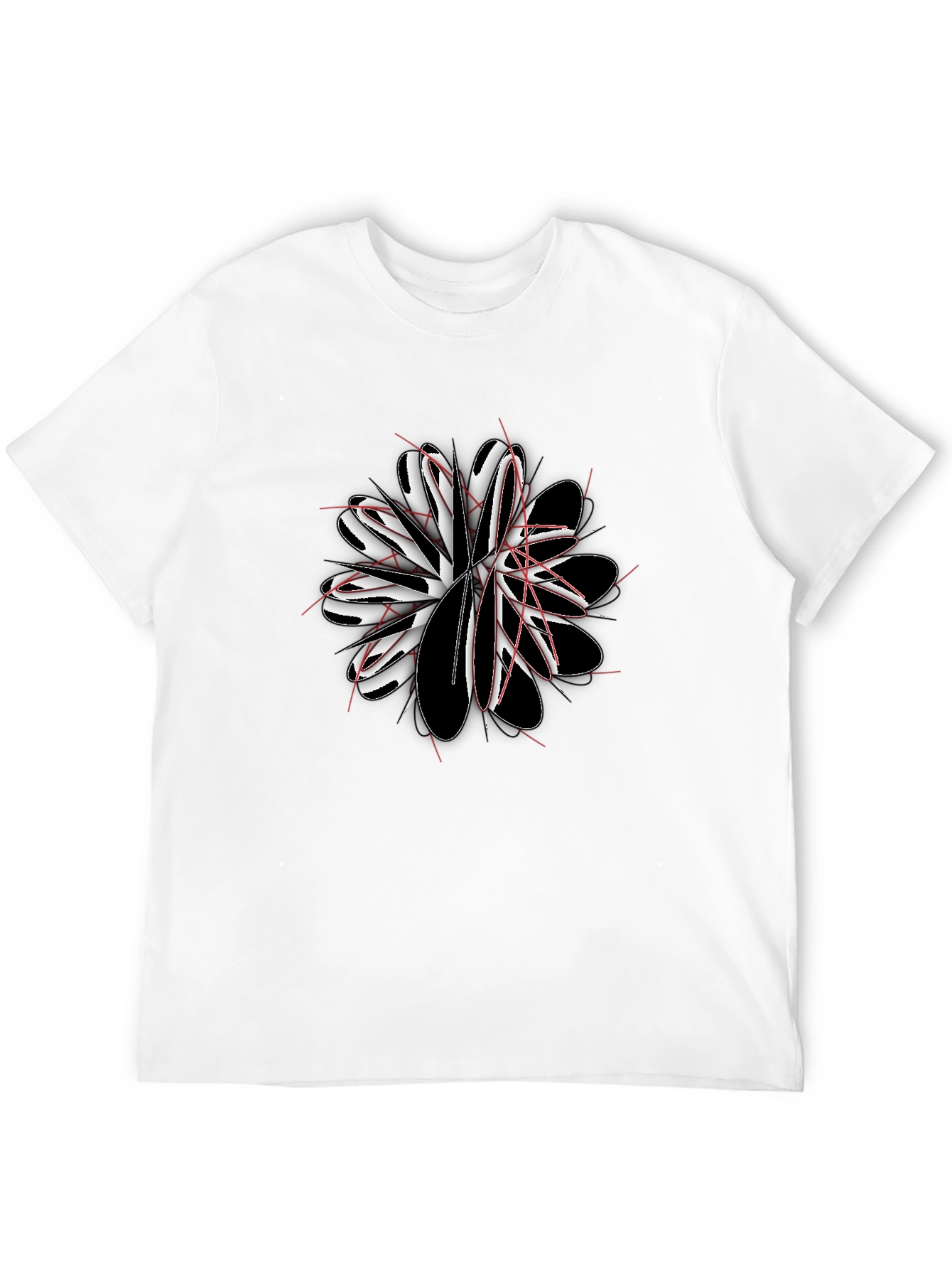 Abstract Flower Graphic Black T-Shirt
