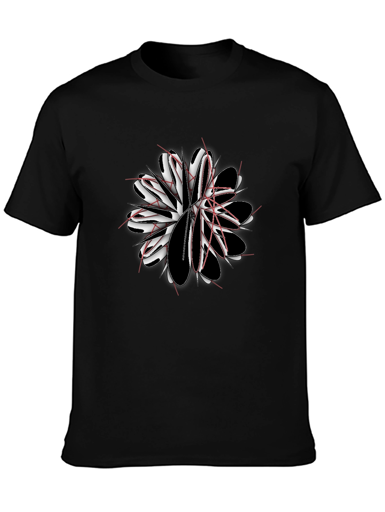 Abstract Flower Graphic Black T-Shirt