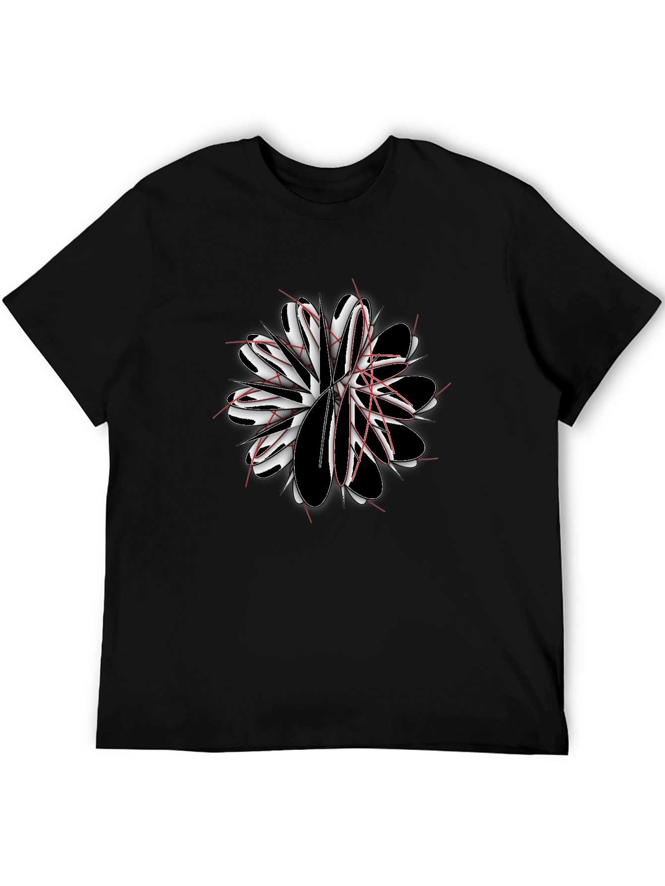 Abstract Flower Graphic Black T-Shirt