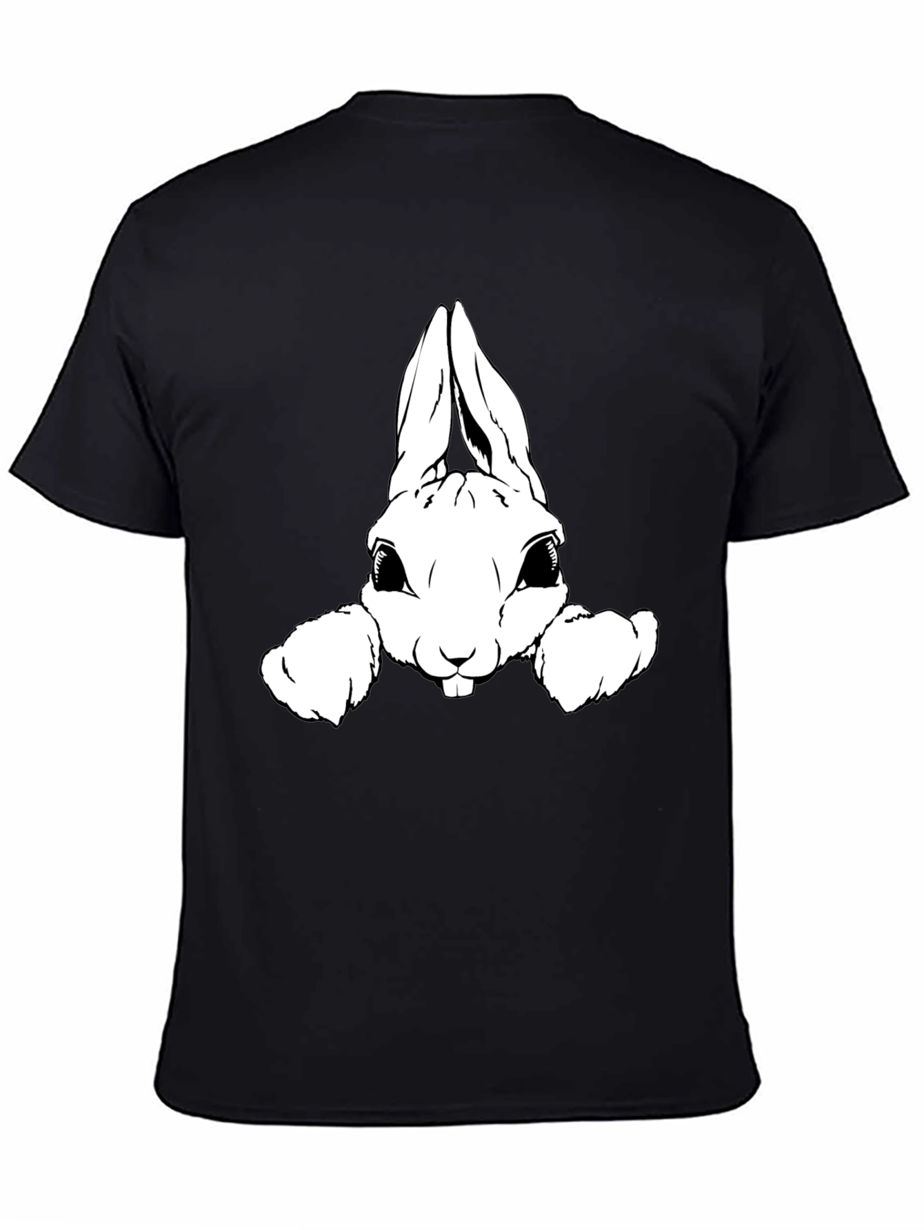Black T-Shirt with Cute Rabbit Graphic