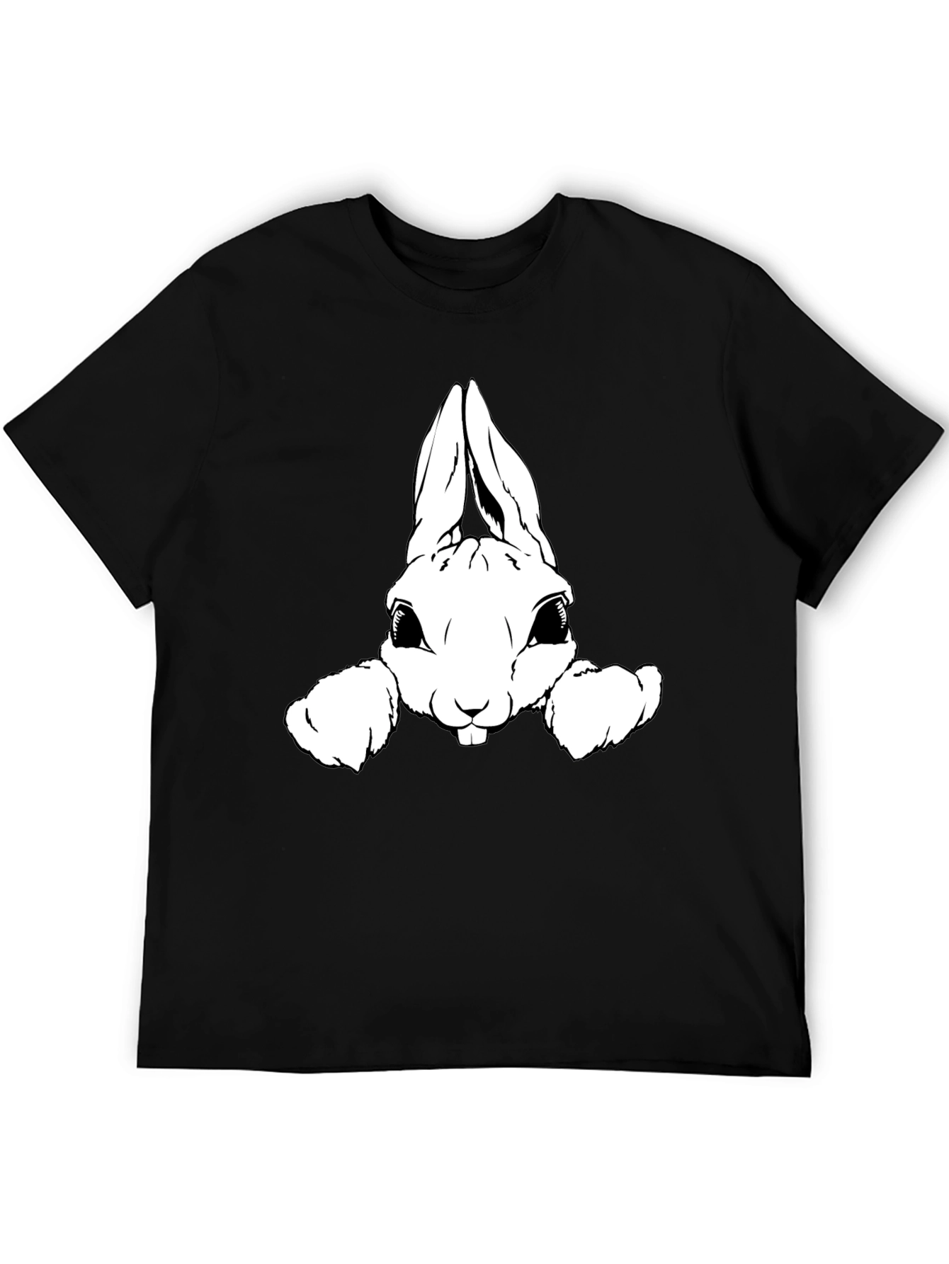 Black T-Shirt with Cute Rabbit Graphic
