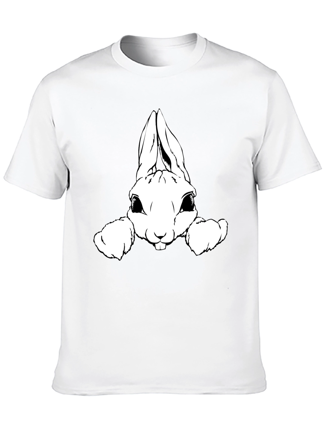 Black T-Shirt with Cute Rabbit Graphic