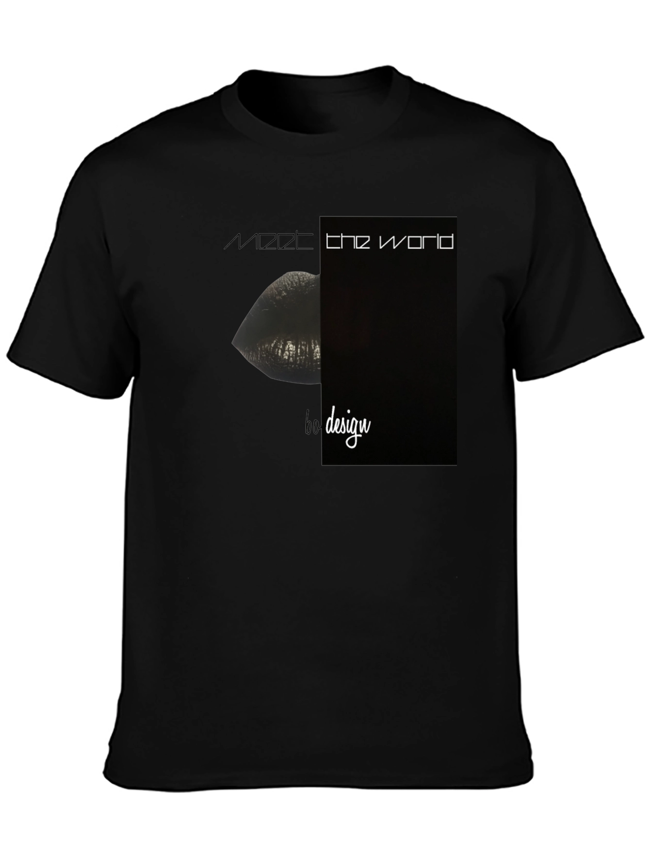 Modern Lips Graphic Black T-Shirt