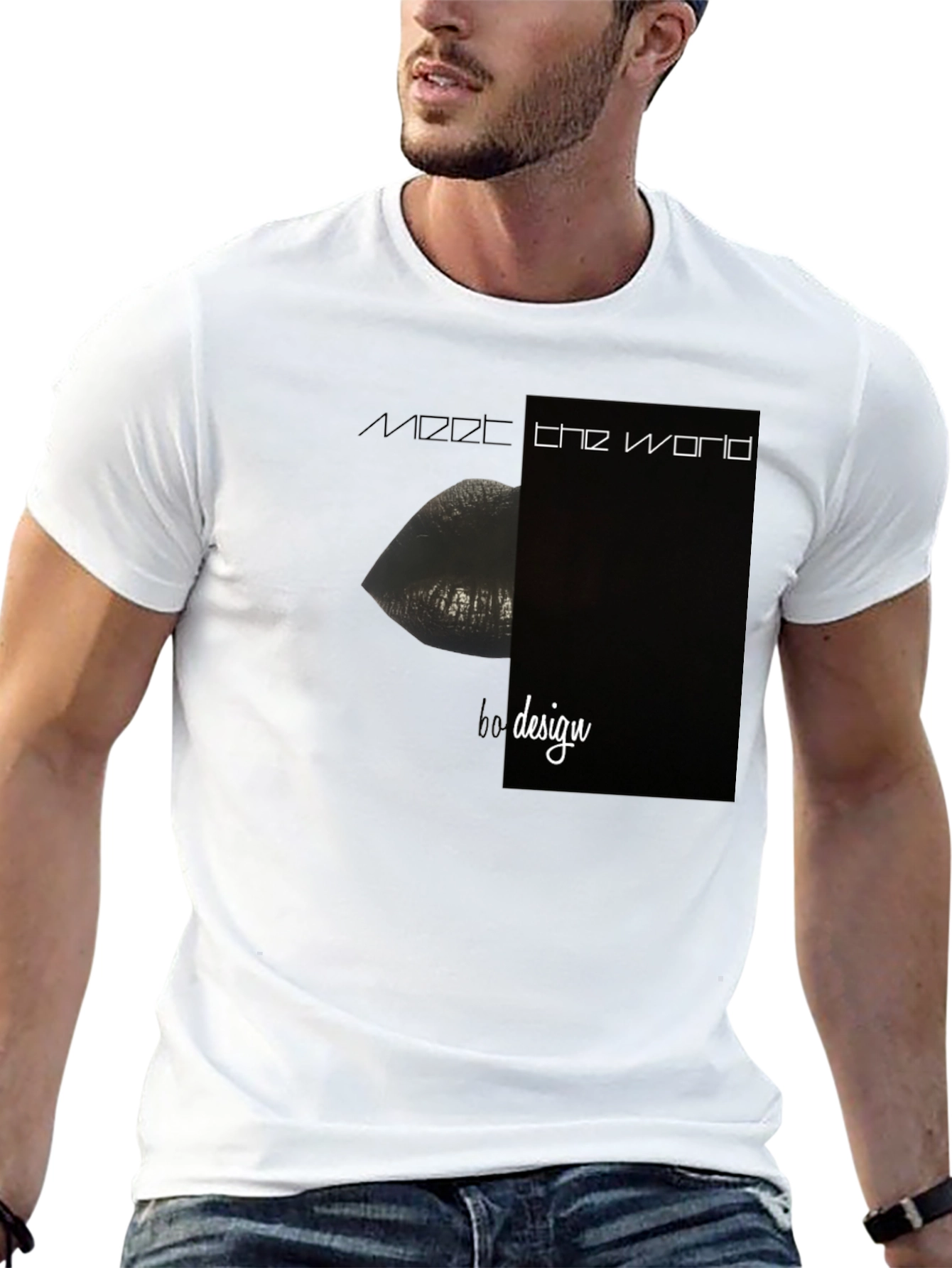 Modern Lips Graphic Black T-Shirt
