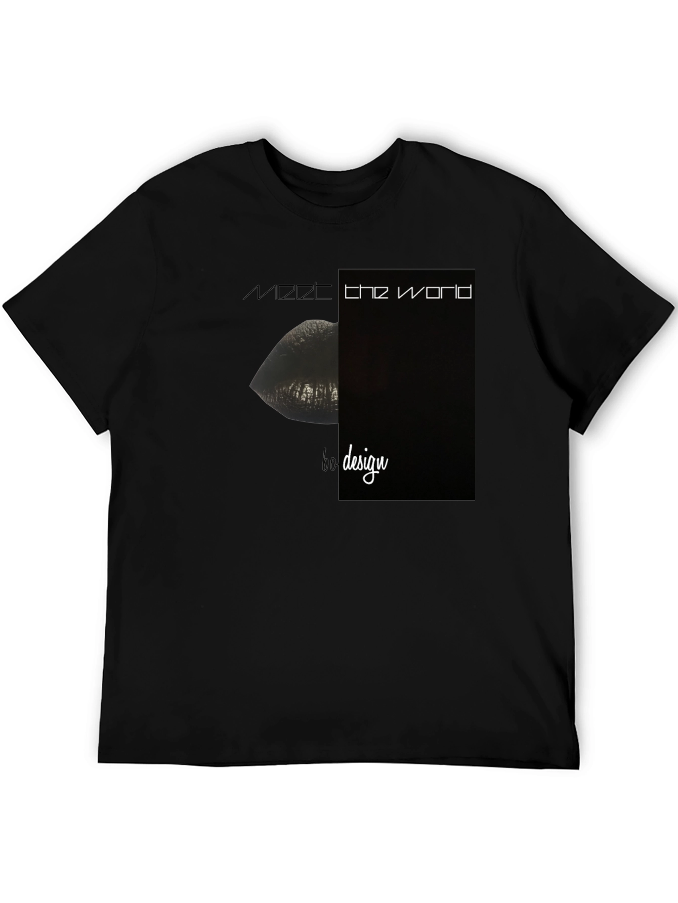 Modern Lips Graphic Black T-Shirt