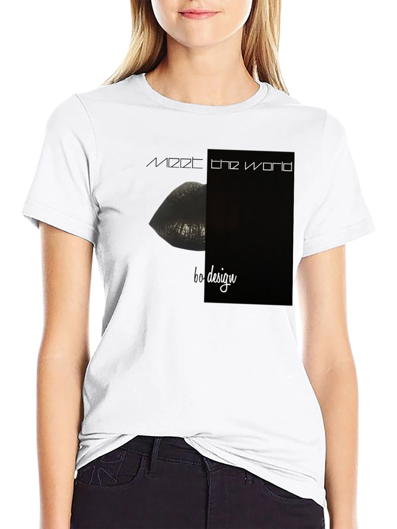 Modern Lips Graphic Black T-Shirt