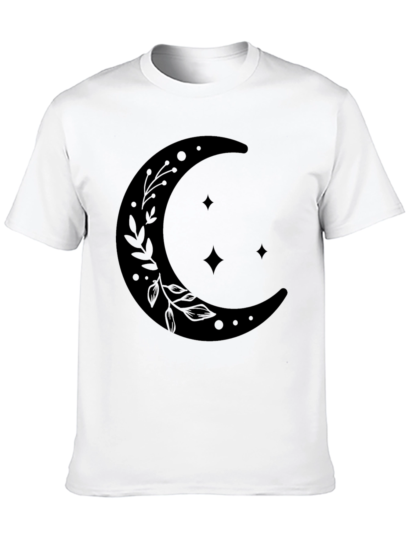 Celestial Crescent Moon Graphic T-Shirt - Black