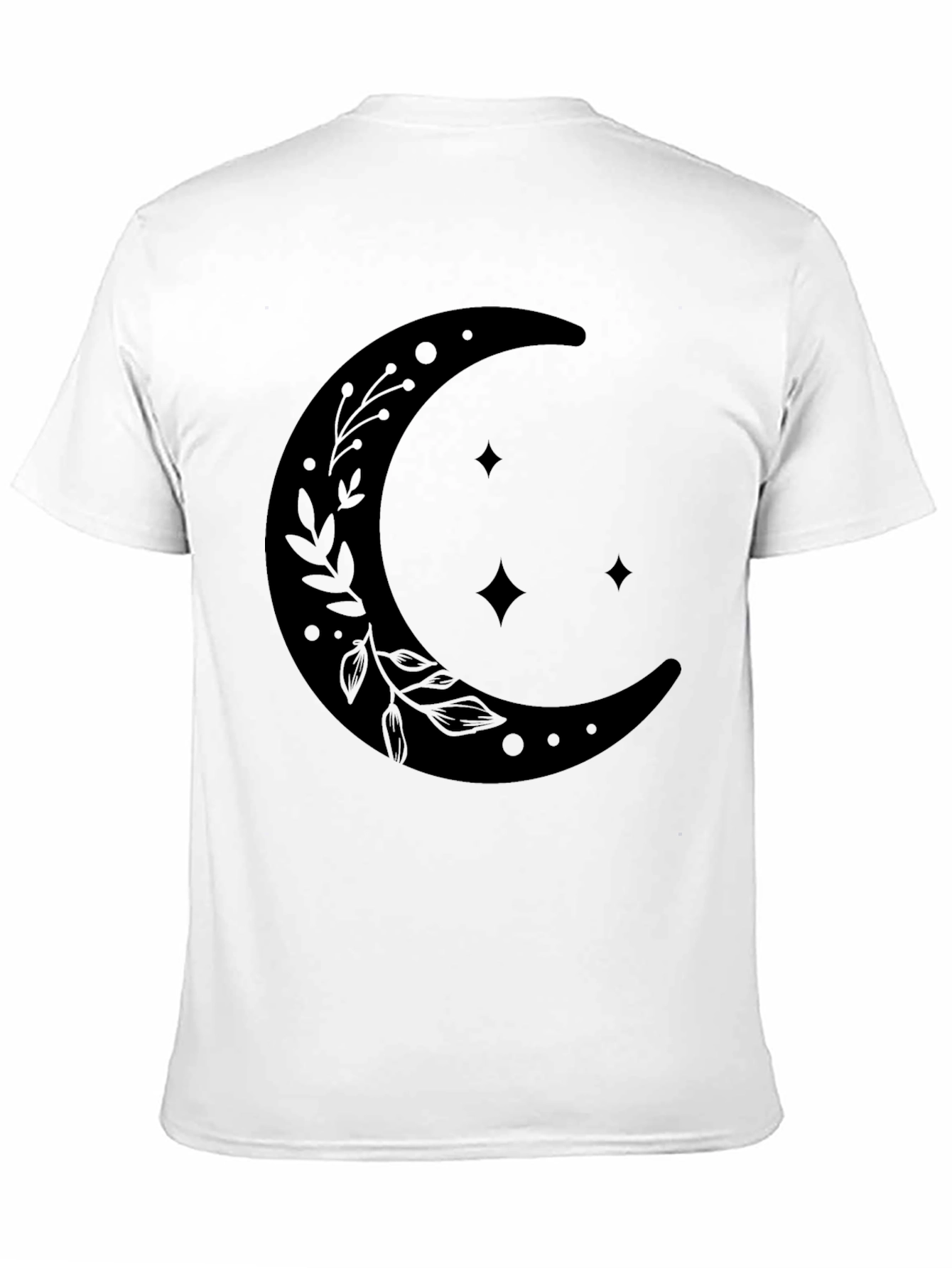 Celestial Crescent Moon Graphic T-Shirt - Black