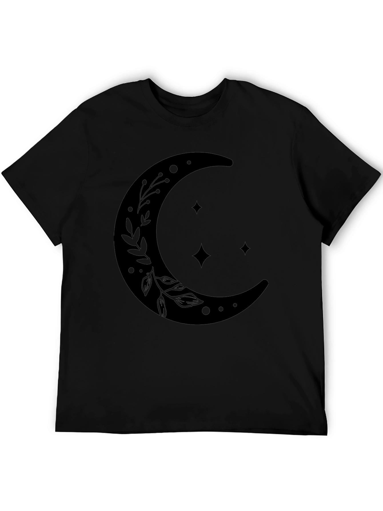 Celestial Crescent Moon Graphic T-Shirt - Black