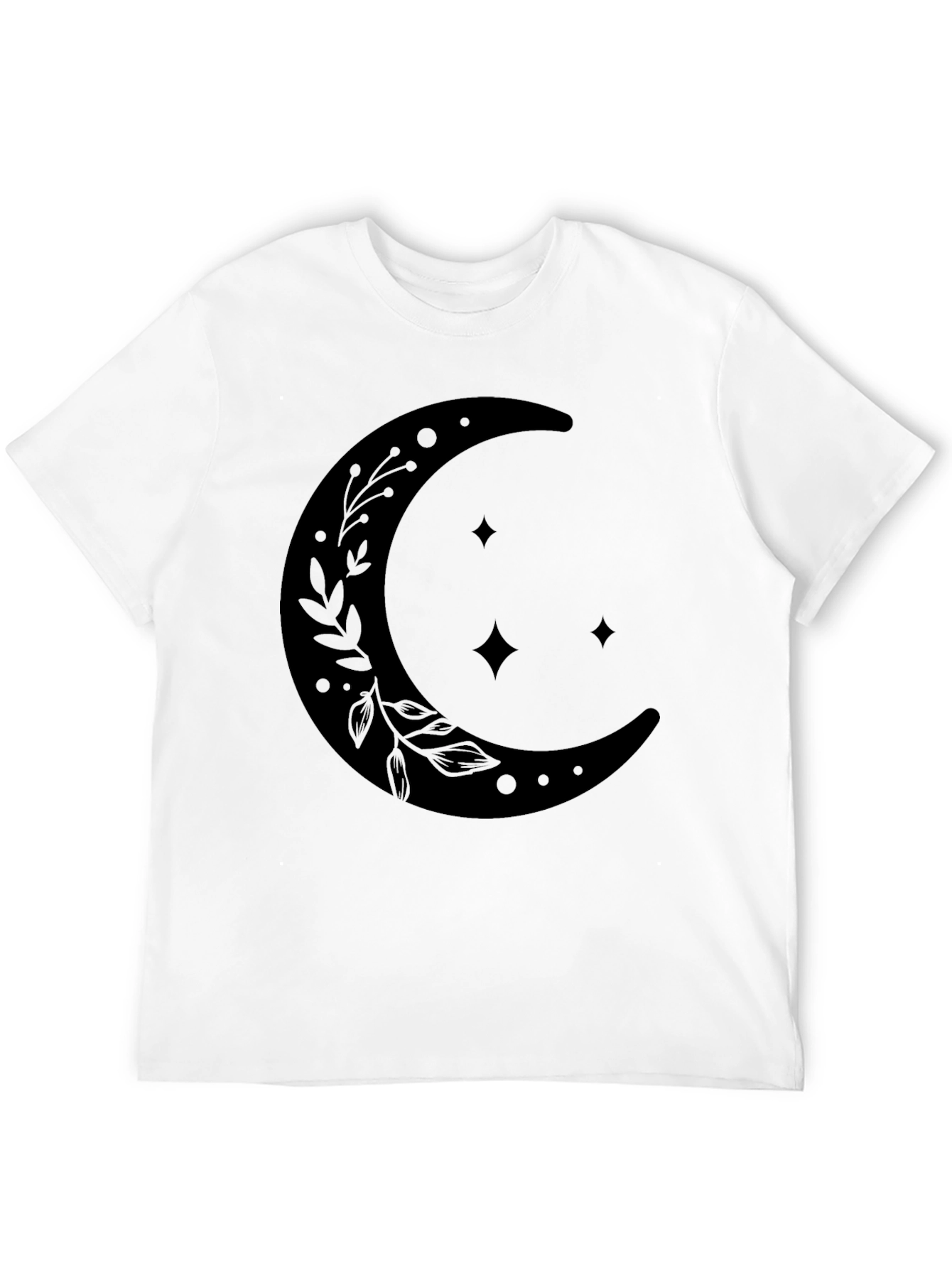 Celestial Crescent Moon Graphic T-Shirt - Black