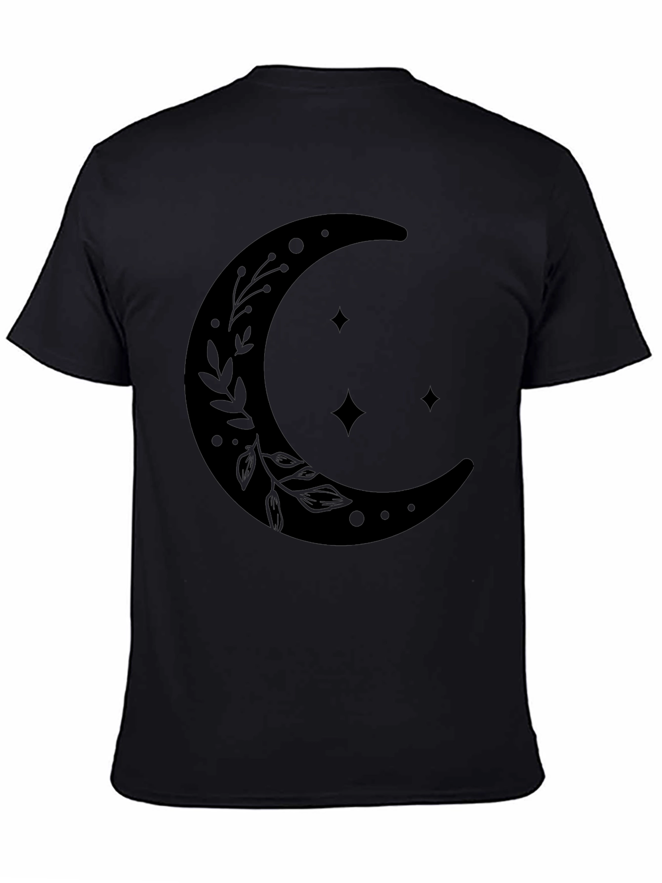 Celestial Crescent Moon Graphic T-Shirt - Black