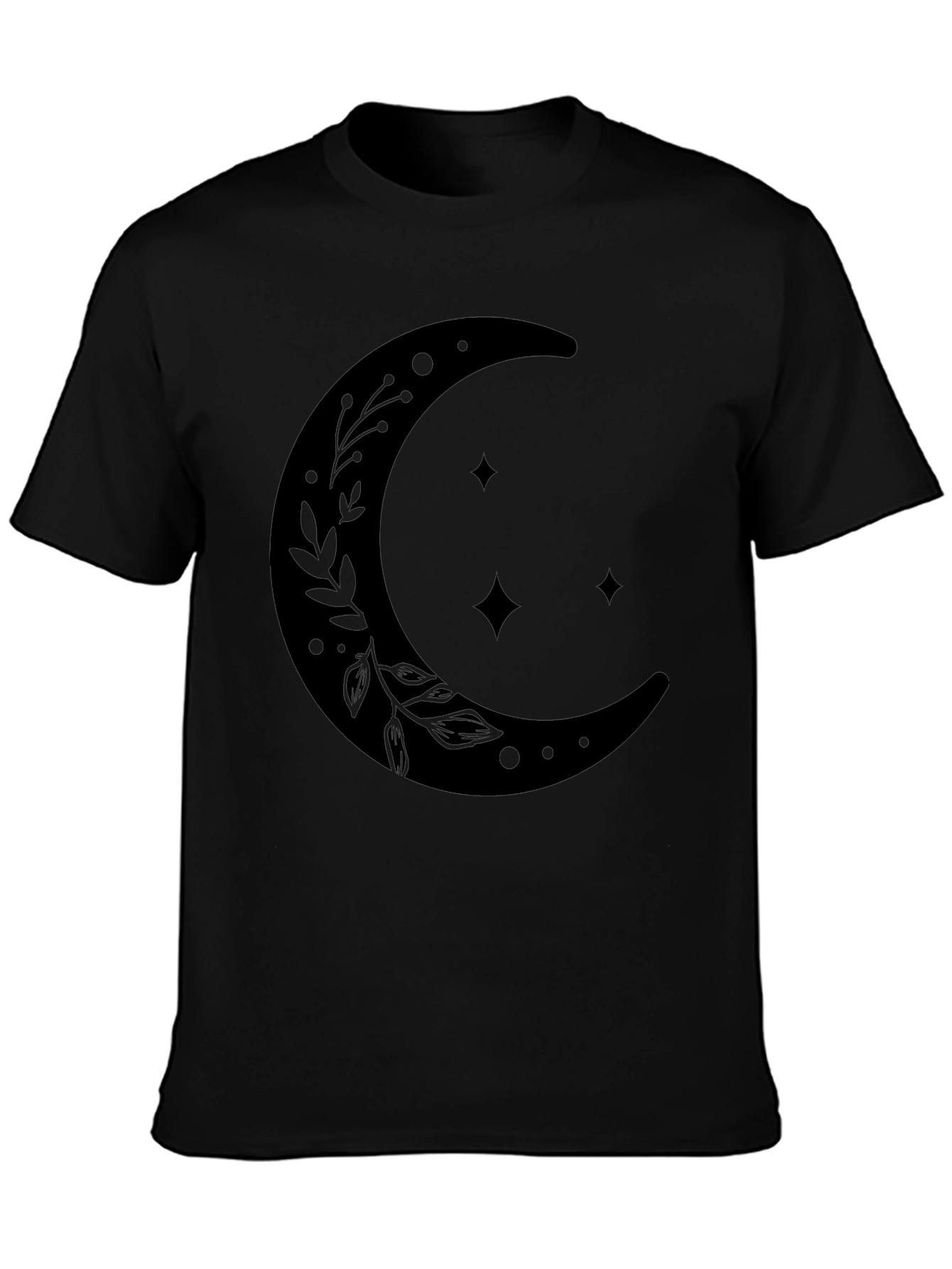 Celestial Crescent Moon Graphic T-Shirt - Black